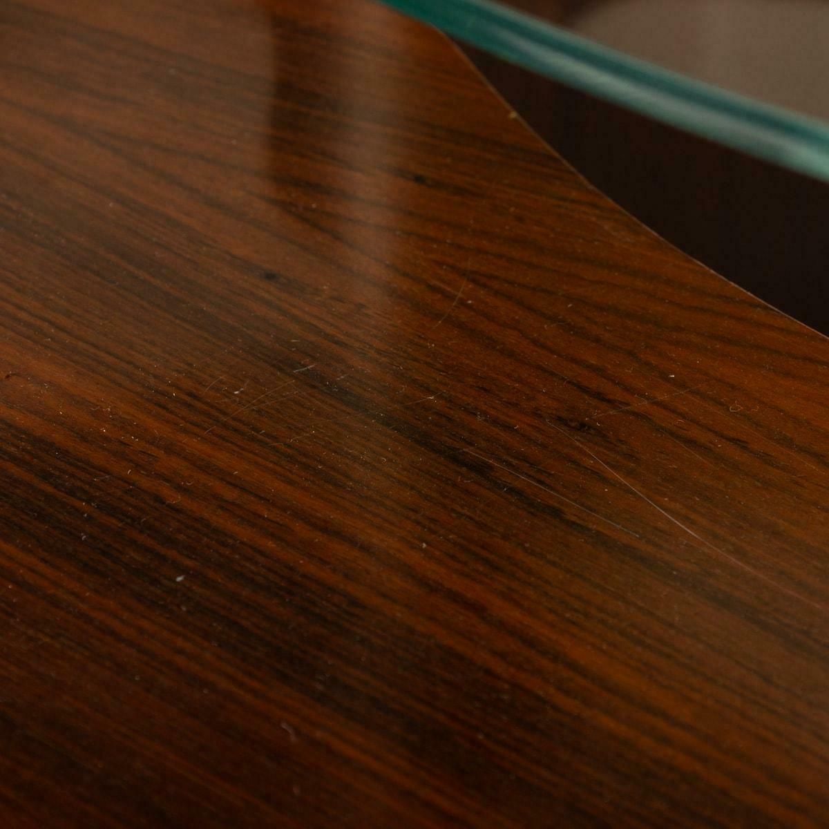 photo vintage 20th Century Italian Standing Dry Bar In Hardwood & Cream Laminate C.1970
