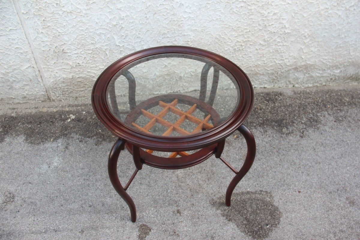 Paolo Buffa Round Italian Coffee Table Mid Century Italian Design 1950 Mahogany photo Furniture