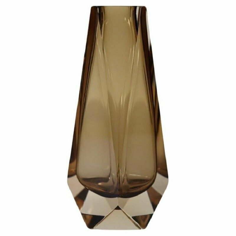 Murano Art Glass Smoked Amber Vase By Alessandro Mandruzzato, 1960s