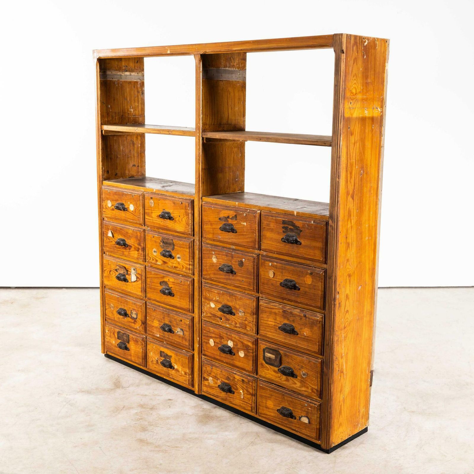 1940’s Faux Wood Workshop Shelving – Twenty Drawers photo furniture