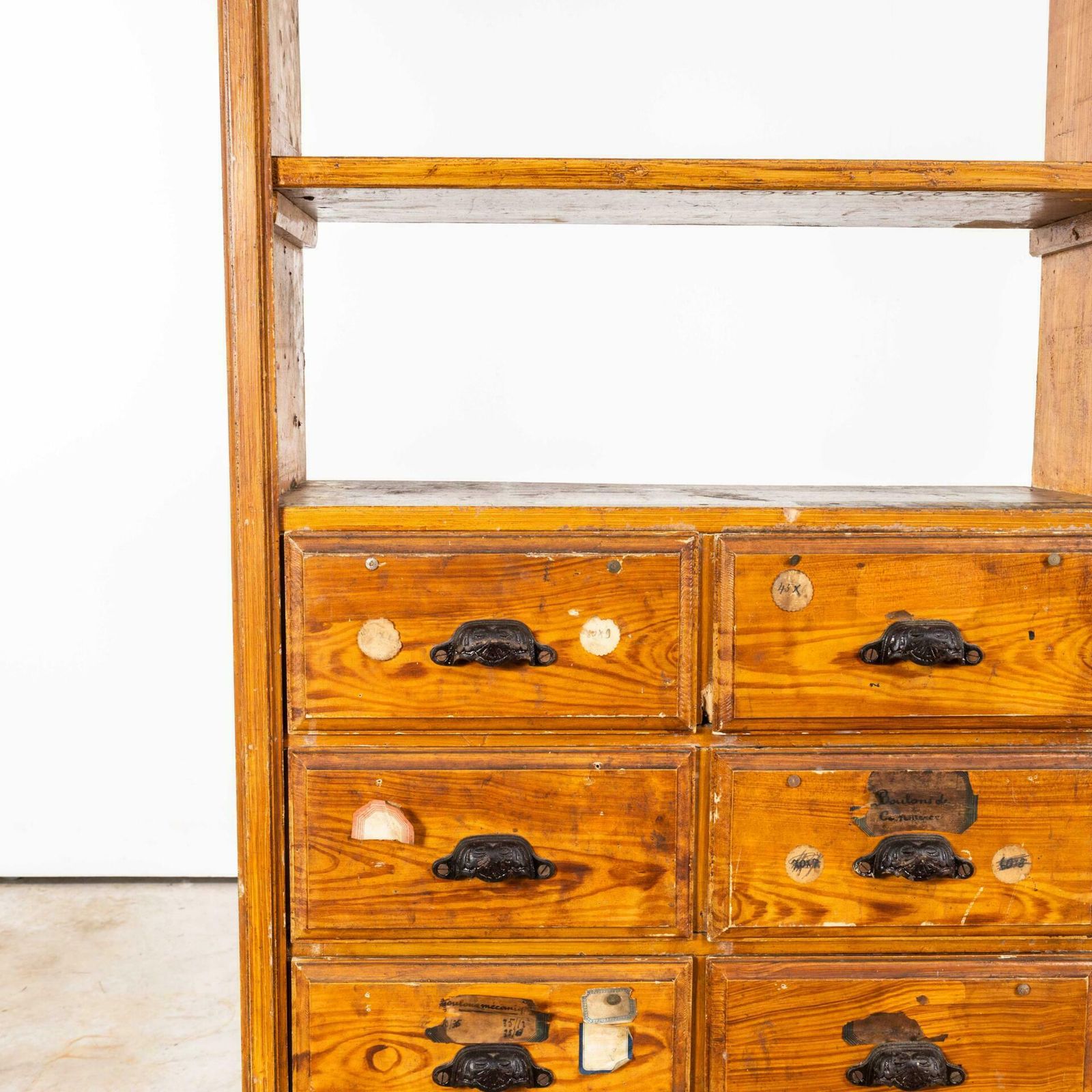 1940’s Faux Wood Workshop Shelving – Twenty Drawers photo vinterior