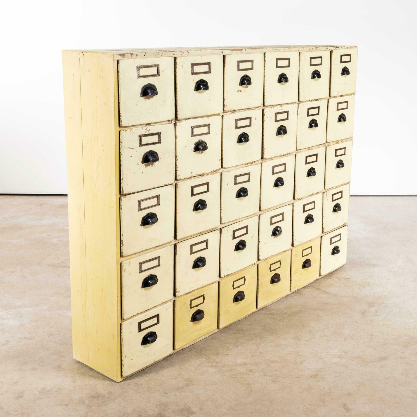 1940’s French Painted Bank Of Workshop Drawers – Thirty Drawers photo Furniture