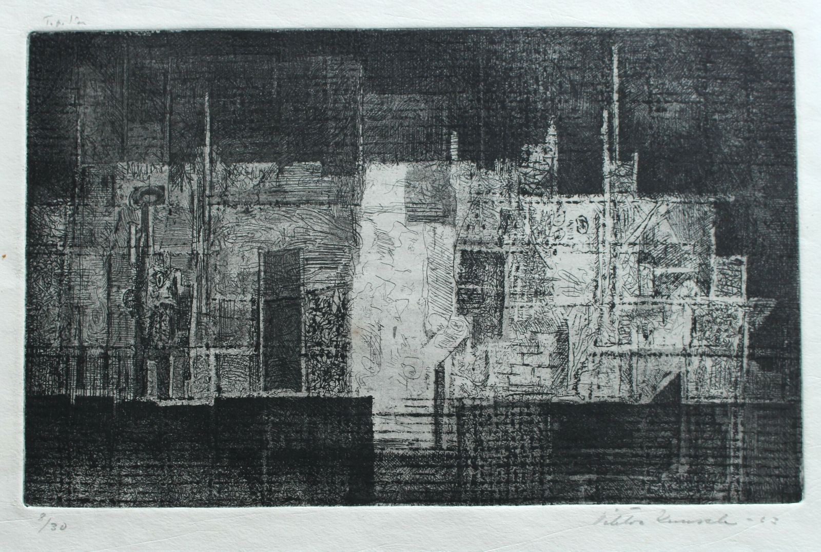 Framed  Etching By Viktor Kuusela Signed And Dated photo 140.0