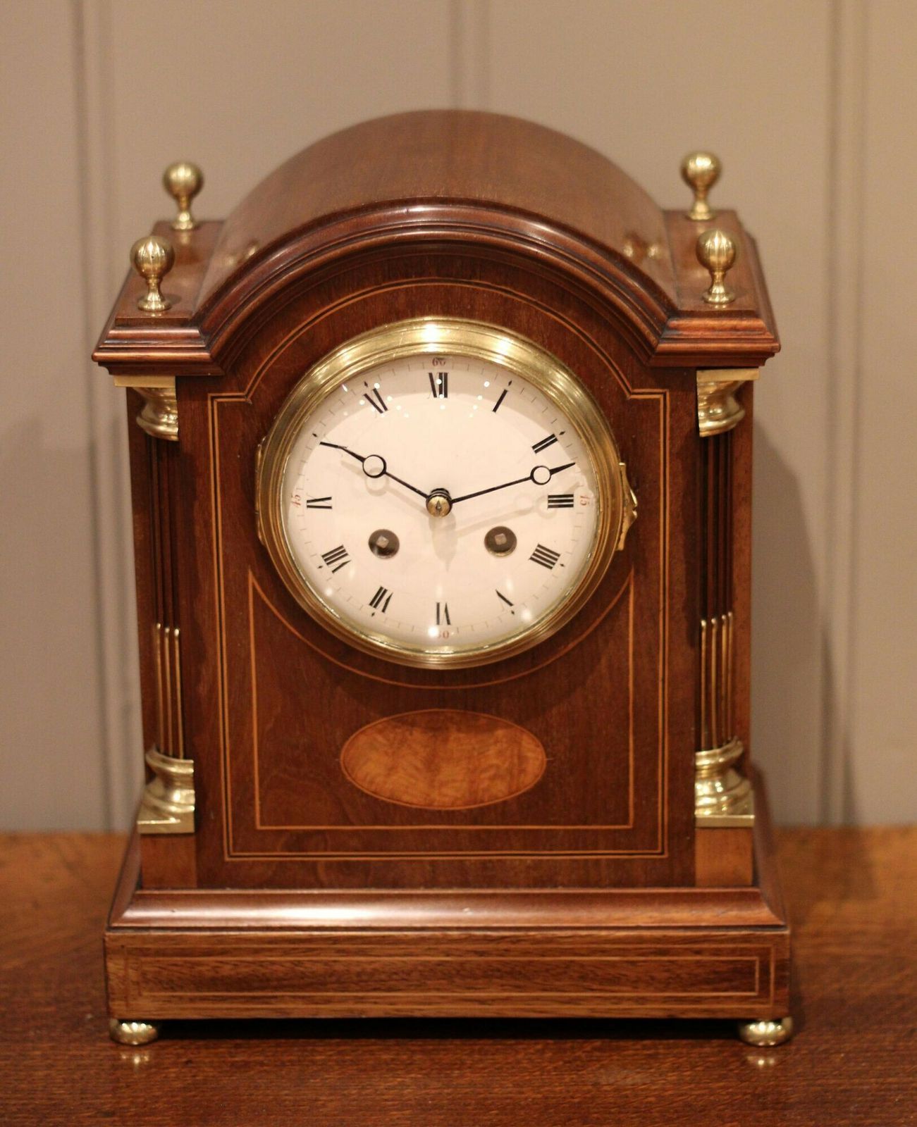 Mahogany And Inlay Arch Top Bracket Clock photo buy