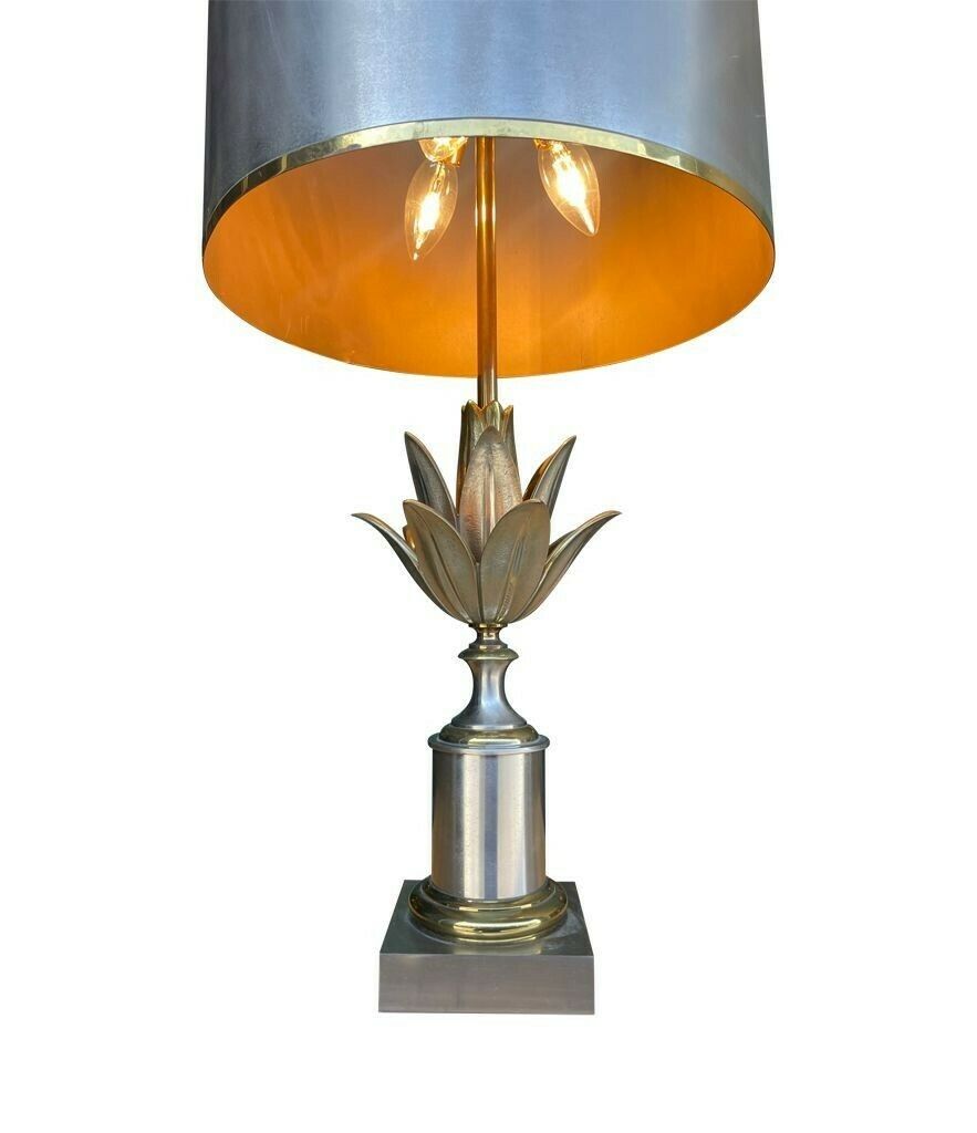 An Orignal 1960s Maison Charles "Lotus" Lamp With Spun Metal Shade photo vintage