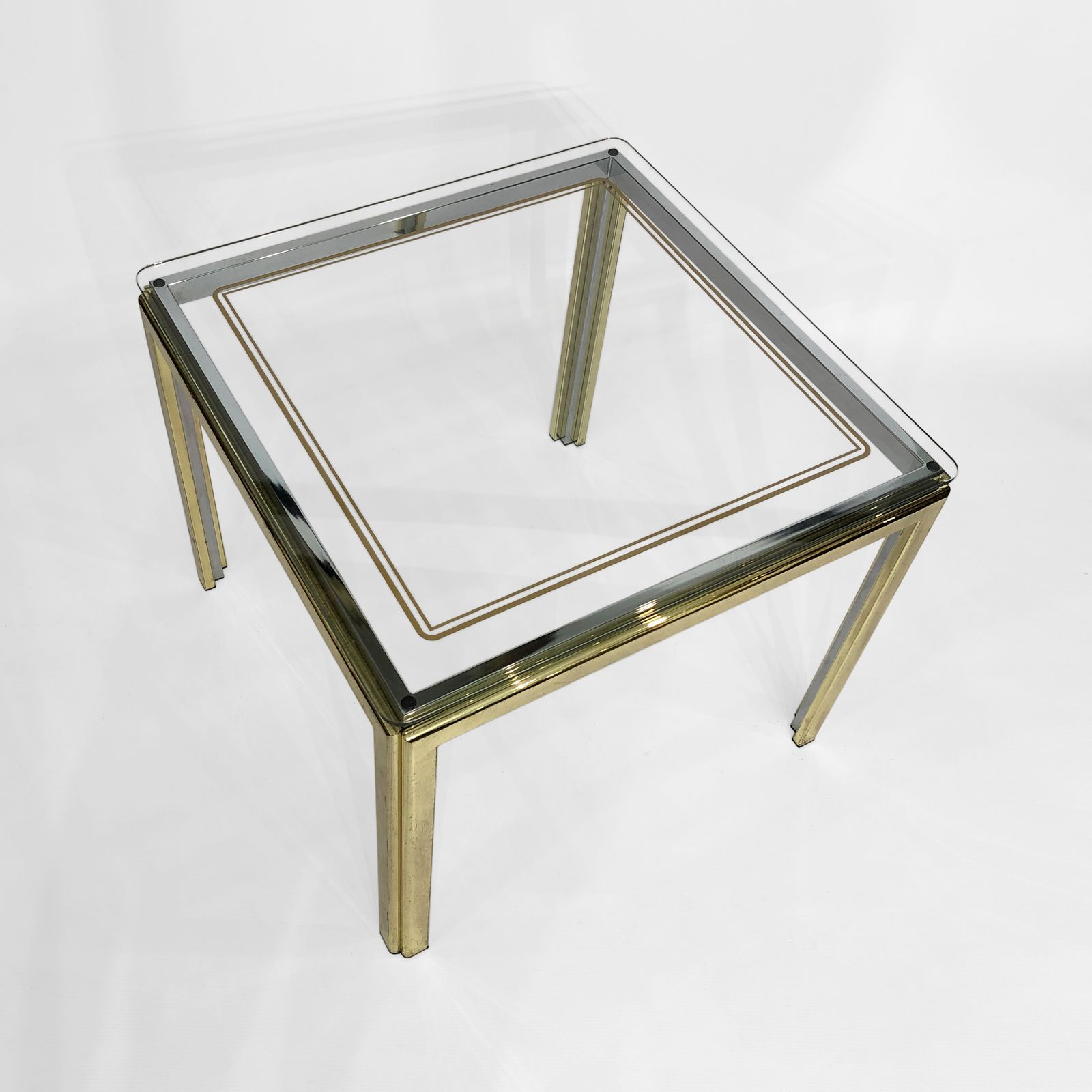 1970s Brass And Chrome Side Table Renato Zevi Glass photo furniture