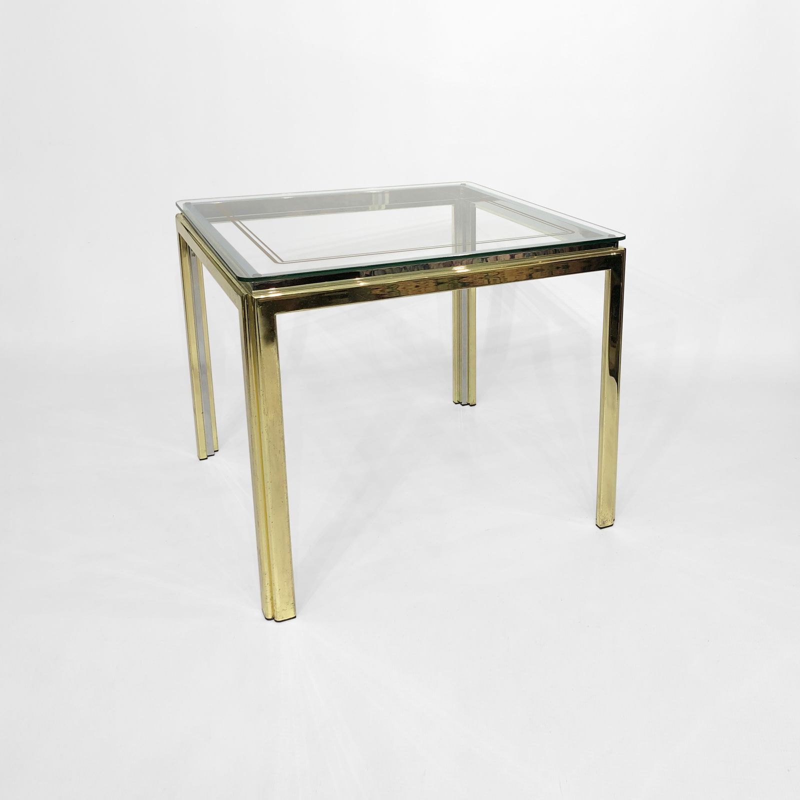 1970s Brass And Chrome Side Table Renato Zevi Glass photo 630.0