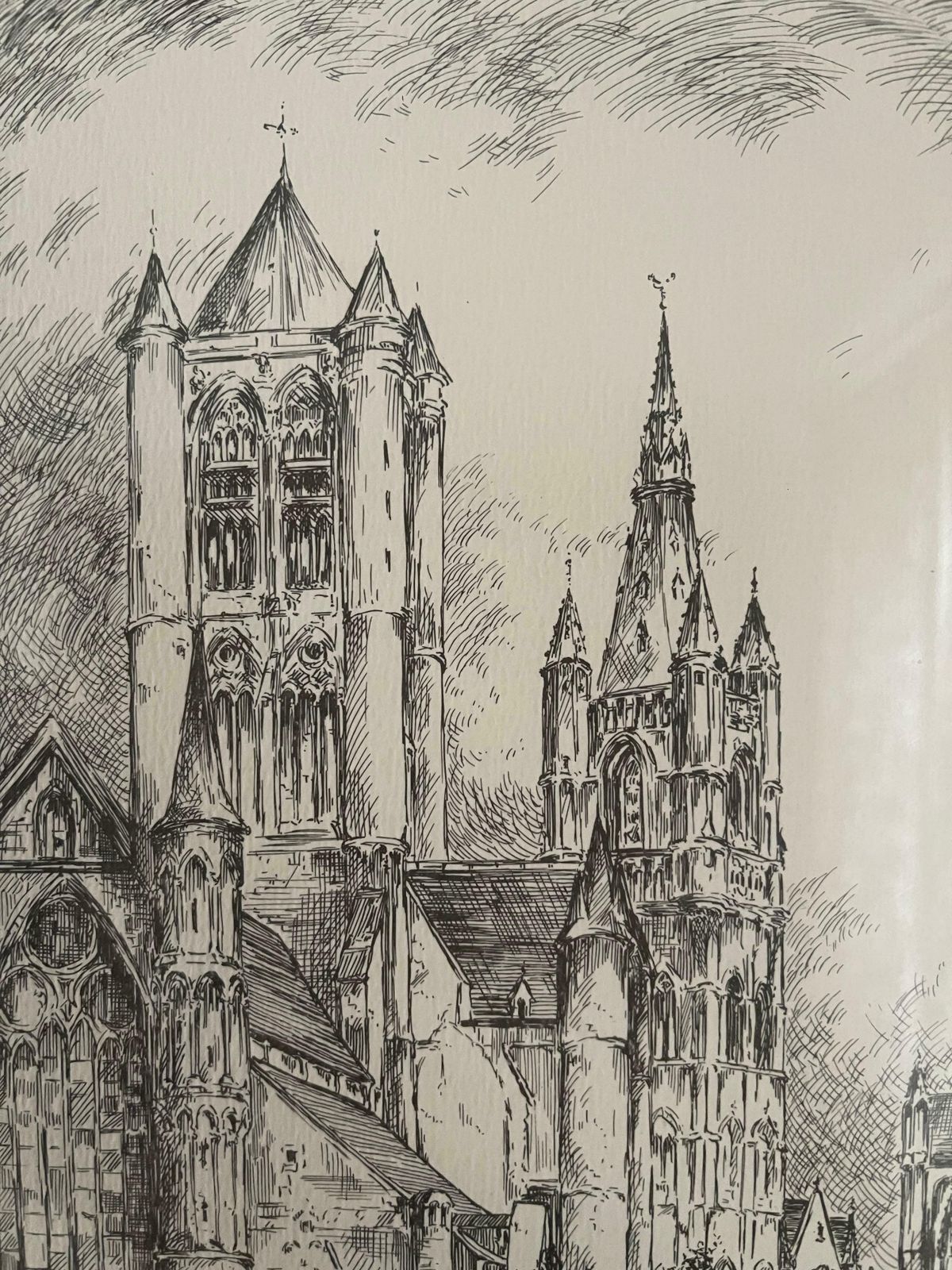 Antique Church Drawing, Lovely Wall Decoration Painting Signed Frans Vanderveken photo buy