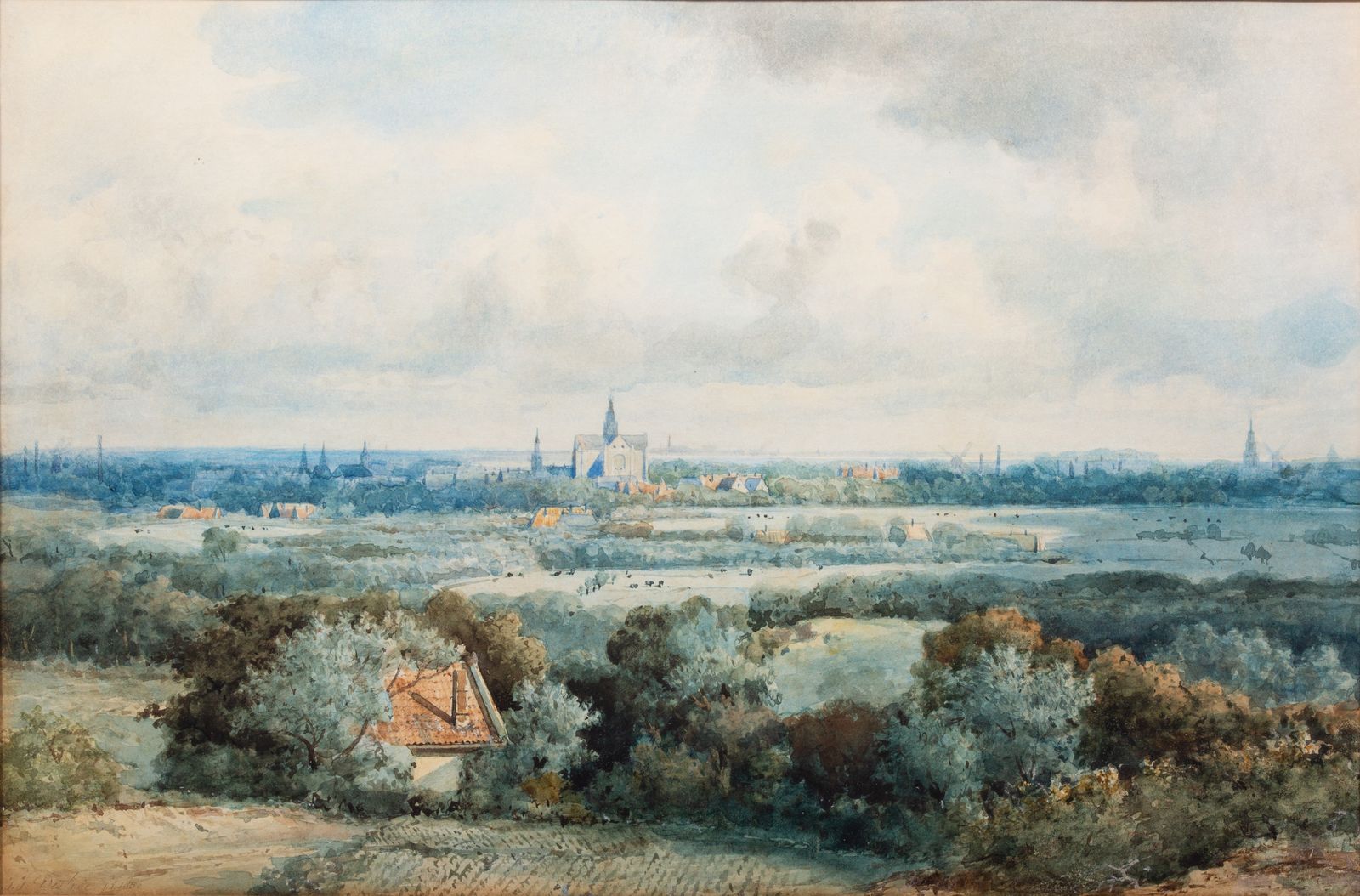 'View Of Haarlem With The St. Bavo' By Johannes Joseph Destrée ( 1827 – 1888 ) photo Art