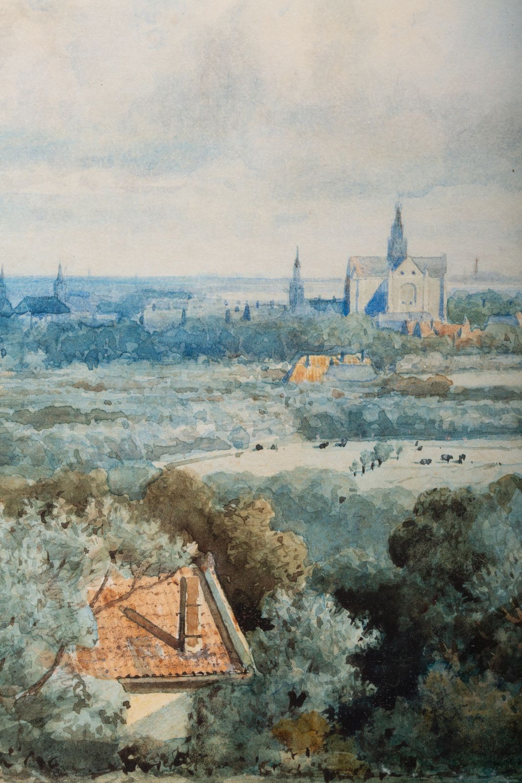 'View Of Haarlem With The St. Bavo' By Johannes Joseph Destrée ( 1827 – 1888 ) photo vintage