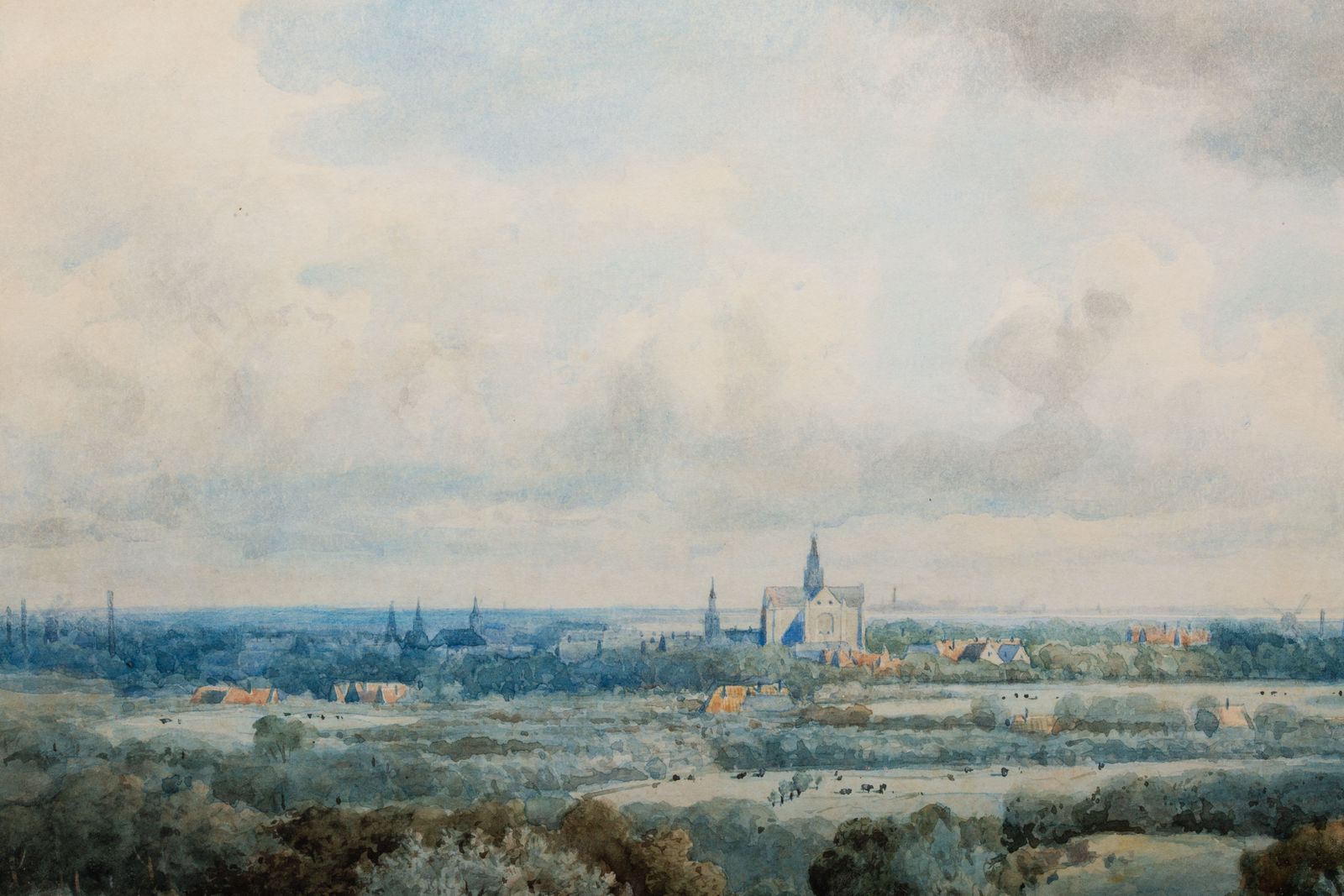 5800.0 'Gezicht Op Haarlem Met De St. Bavo' Door Johannes Joseph Destrée ( 1827 – 1888 ) photo