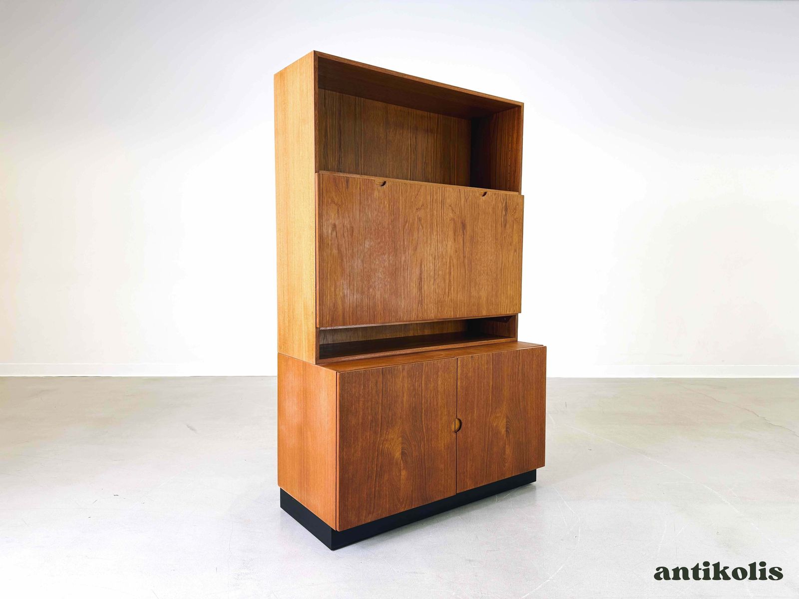 Mid Century Secretary Bookcase Bramin Sven Ellekär Teak Shelf Cabinet photo for sale