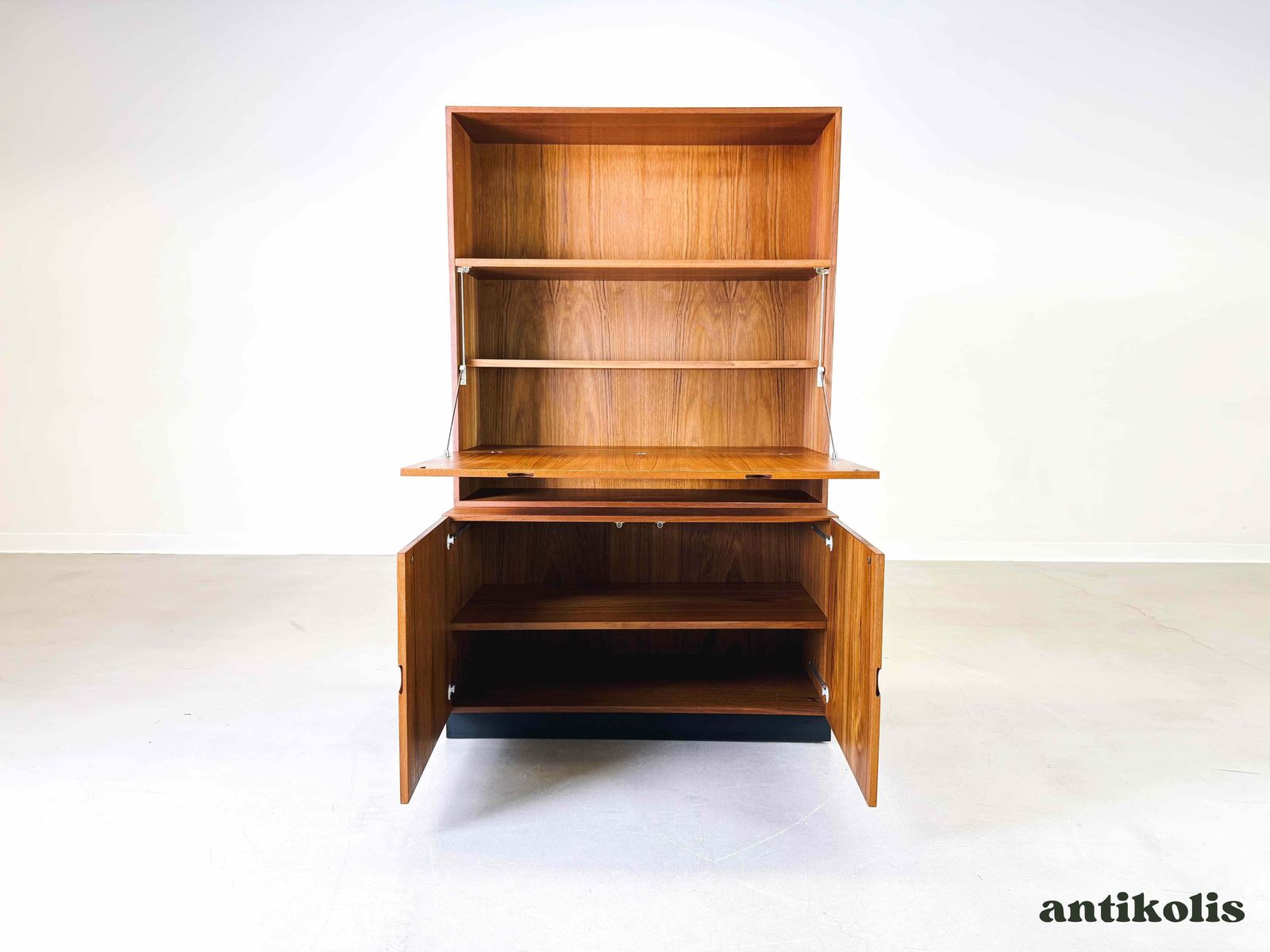 Mid Century Secretary Bookcase Bramin Sven Ellekär Teak Shelf Cabinet photo vinterior