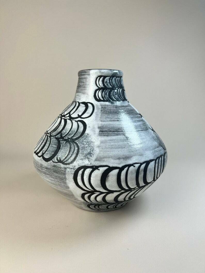 Swiss Pottery Vase , Ziegler Schaffhausen Ceramic Ufo Vase, Made In Switzerland photo Home Decor
