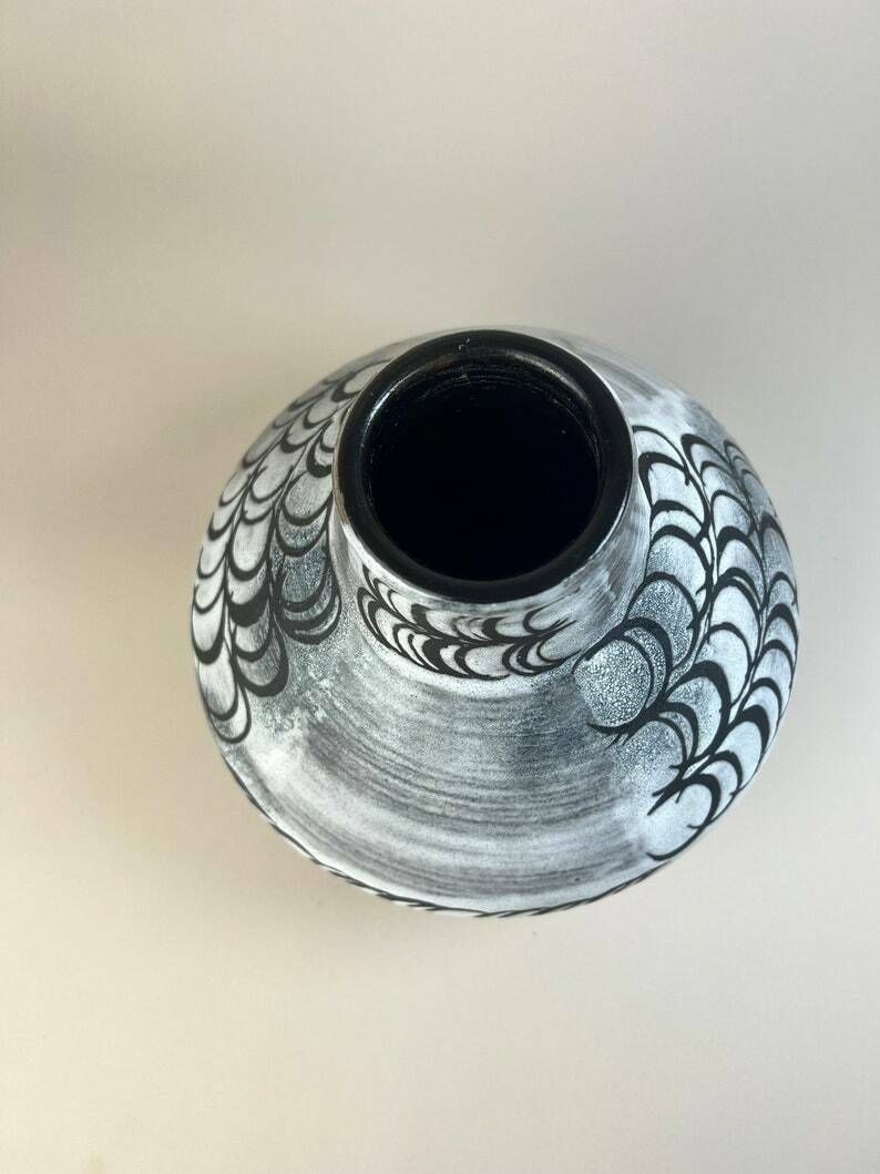 Swiss Pottery Vase , Ziegler Schaffhausen Ceramic Ufo Vase, Made In Switzerland photo vinterior