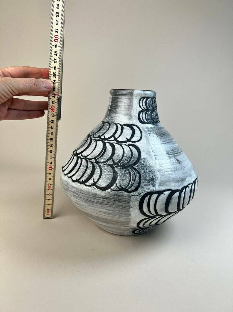 Swiss Pottery Vase , Ziegler Schaffhausen Ceramic Ufo Vase, Made In Switzerland photo vintage