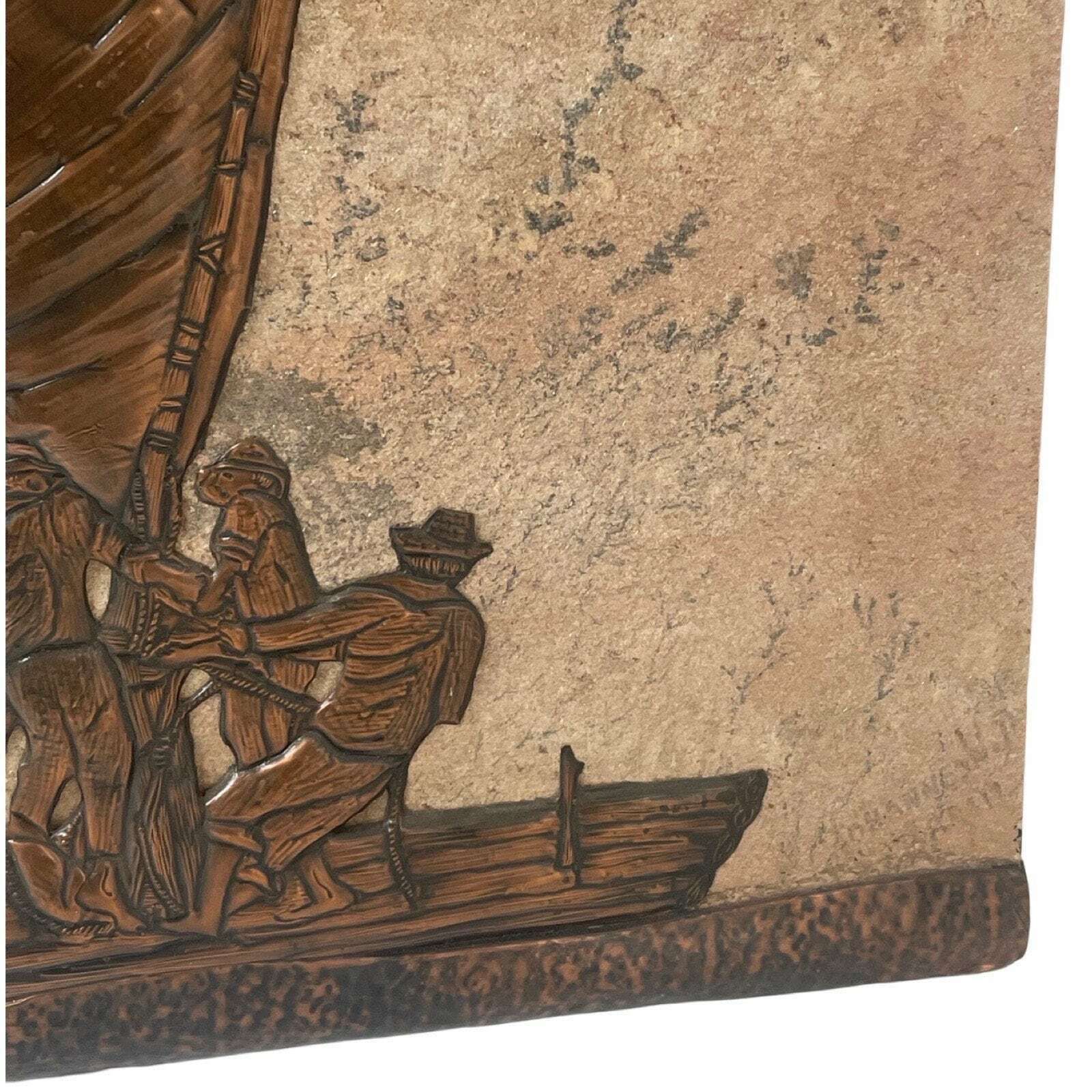 Johannes Wilhelmus Van Dartelen   Copper Sailboat On Fossil (Mixed Technique)   1970's, The Netherlands photo Art
