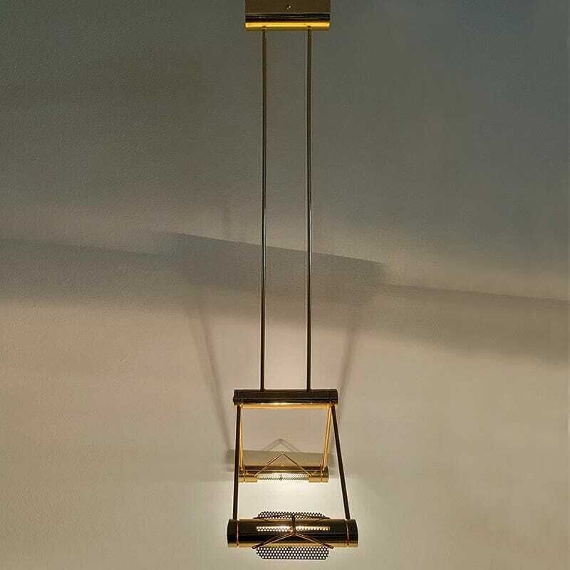 1970s Gorgeous Pendant Lamp In Brass By Cattaneo. Made In Italy photo vintage