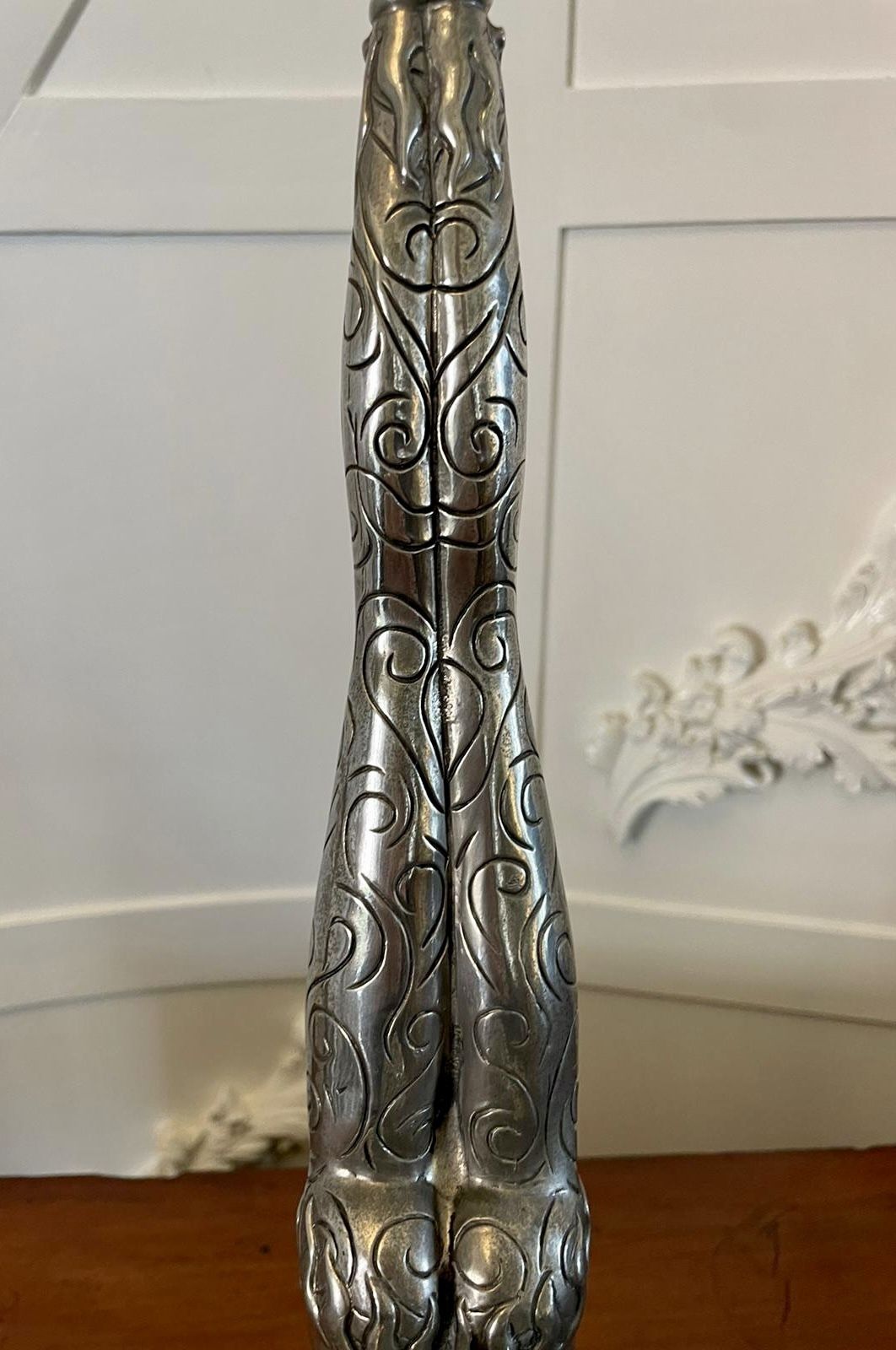 Unusual Pair Of Antique Quality 20th Century Silver Plated Candlesticks photo vinterior