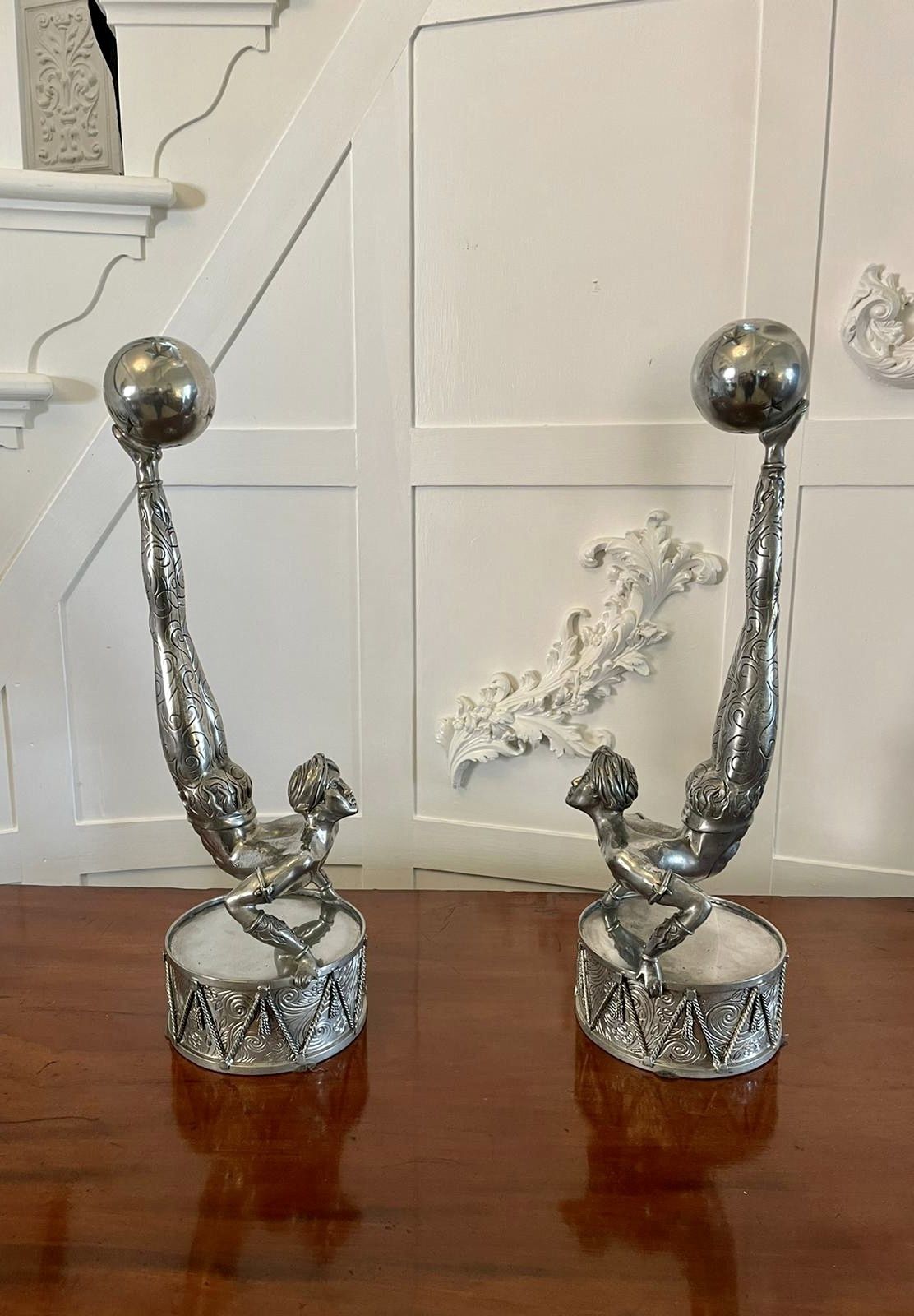Unusual Pair Of Antique Quality 20th Century Silver Plated Candlesticks photo buy