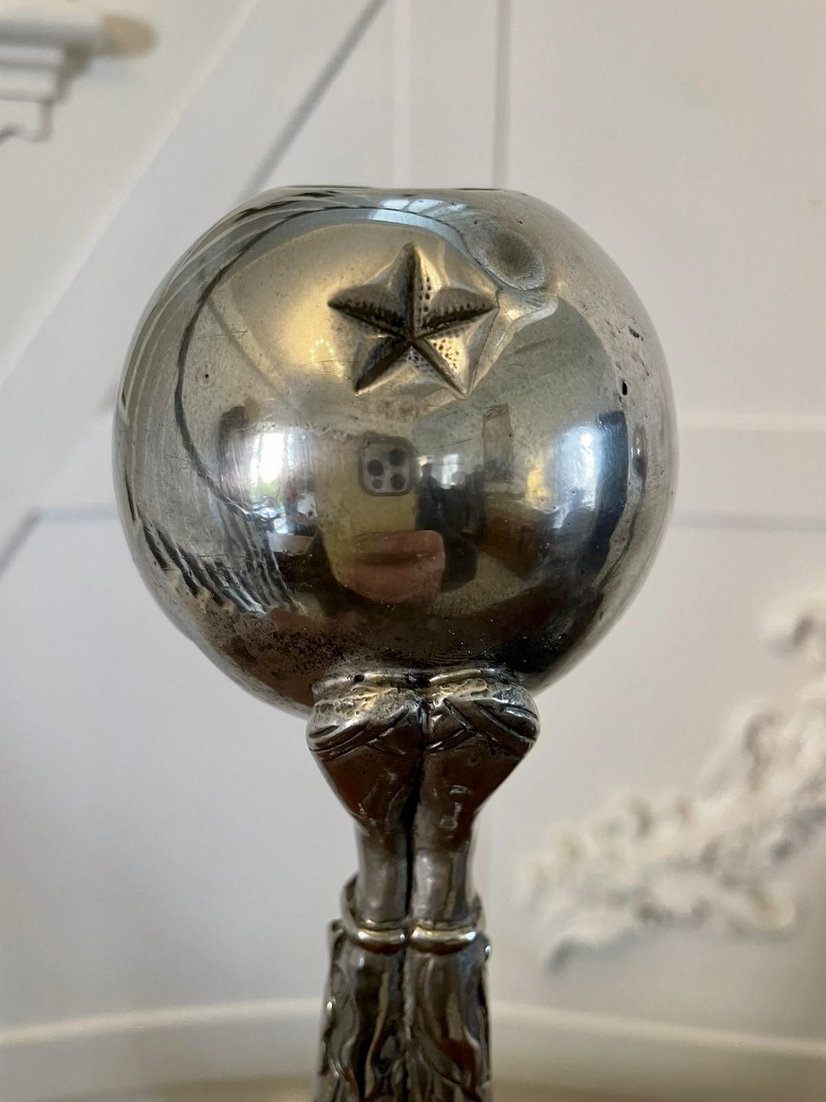 photo for sale Unusual Pair Of Antique Quality 20th Century Silver Plated Candlesticks