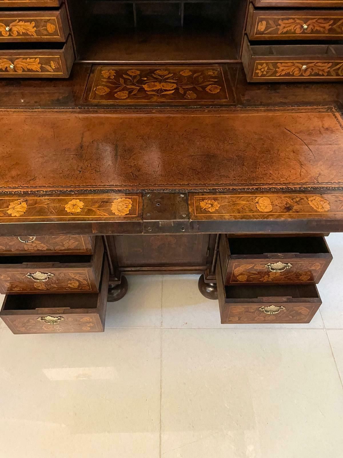 Antique William And Mary Outstanding Quality Burr Walnut Inlaid Marquetry Double Dome Bookcase photo for sale