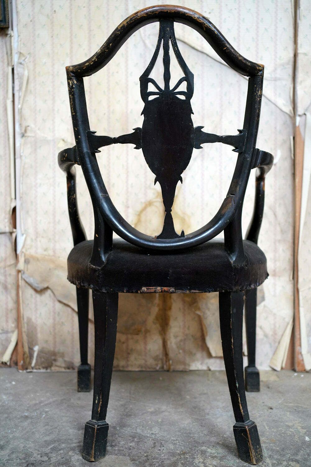 1375.0 A George III Period Black Painted Open Armchair C.1780 photo