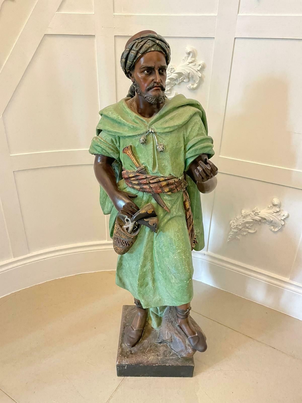photo furniture Spectacular Pair Of Large Antique Quality Orientalist Polychromed Plaster Moorish Figures