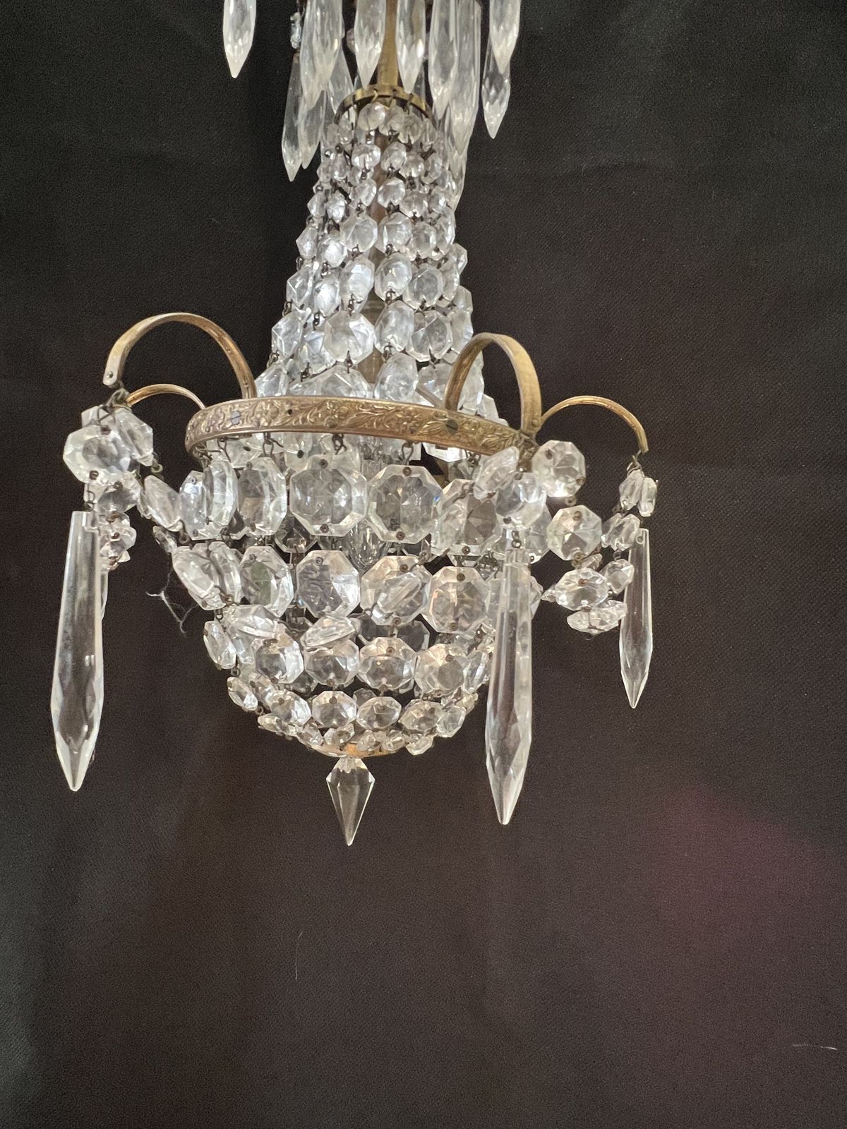 A Set Of Three One Light French Empire Antique Chandelier photo vinterior