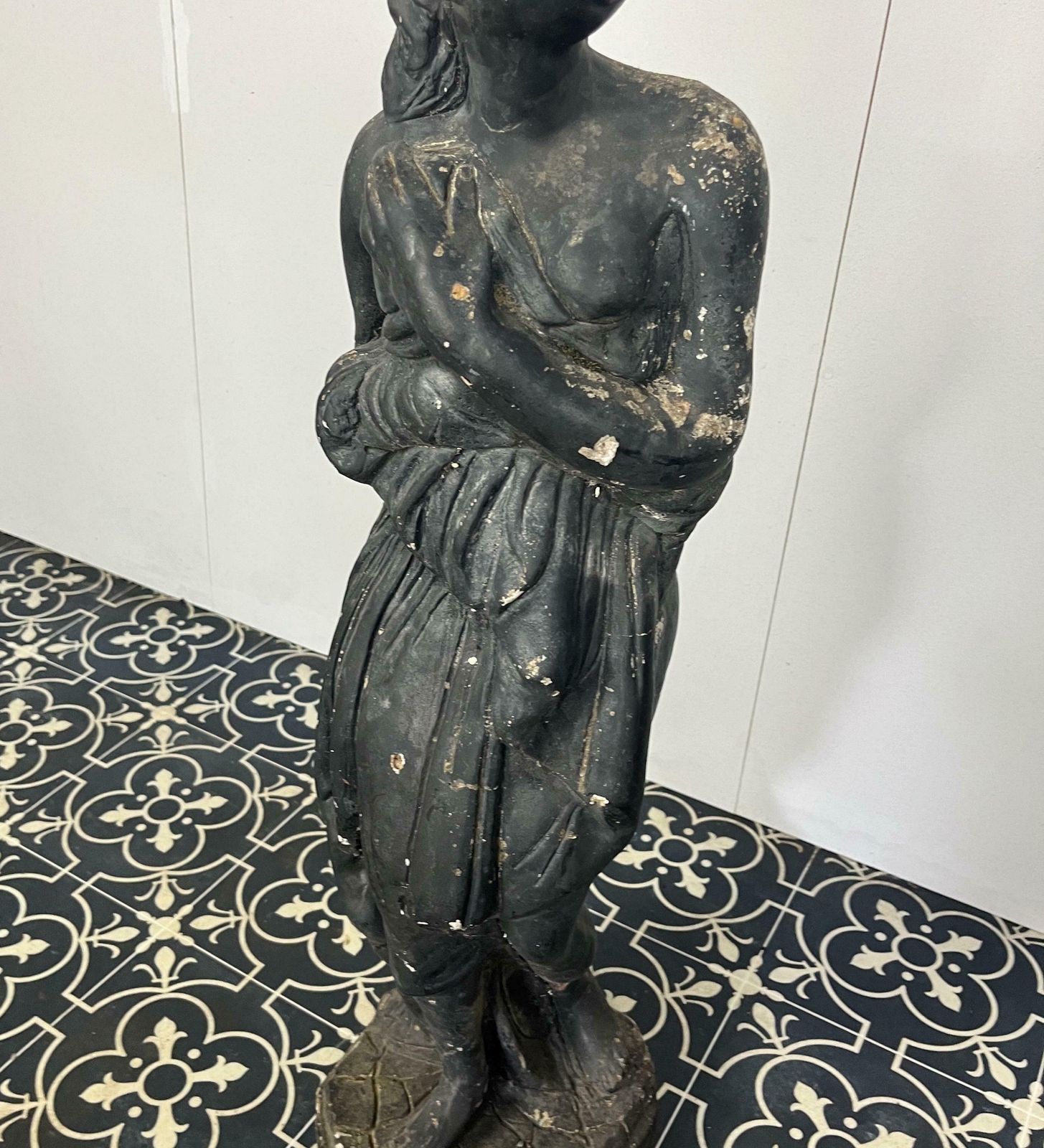 19th Century Venus Italica Garden Statue, Victorian Era Lady, Ebonised Sculpture, Outdoor Figure, Antique Decor, Period Home photo 490.0