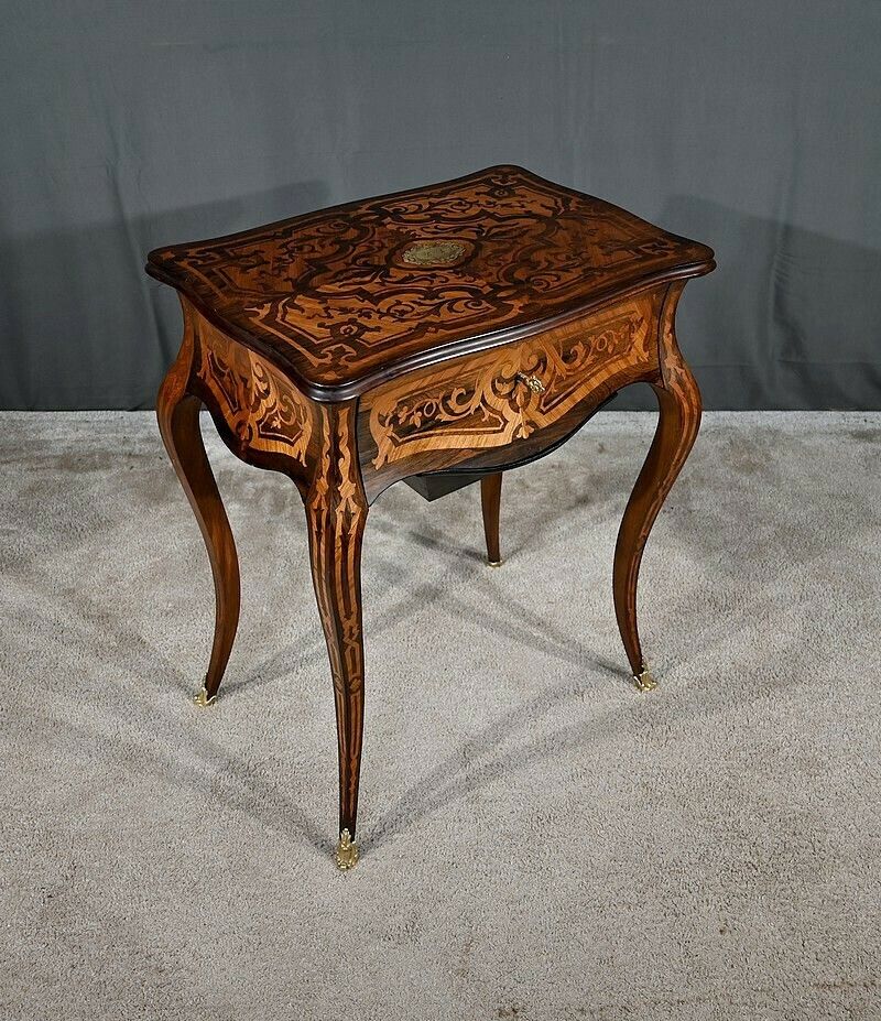 Rosewood And Palisander Workbench, Louis XV Style, Napoleon III Period – Mid 19th Century