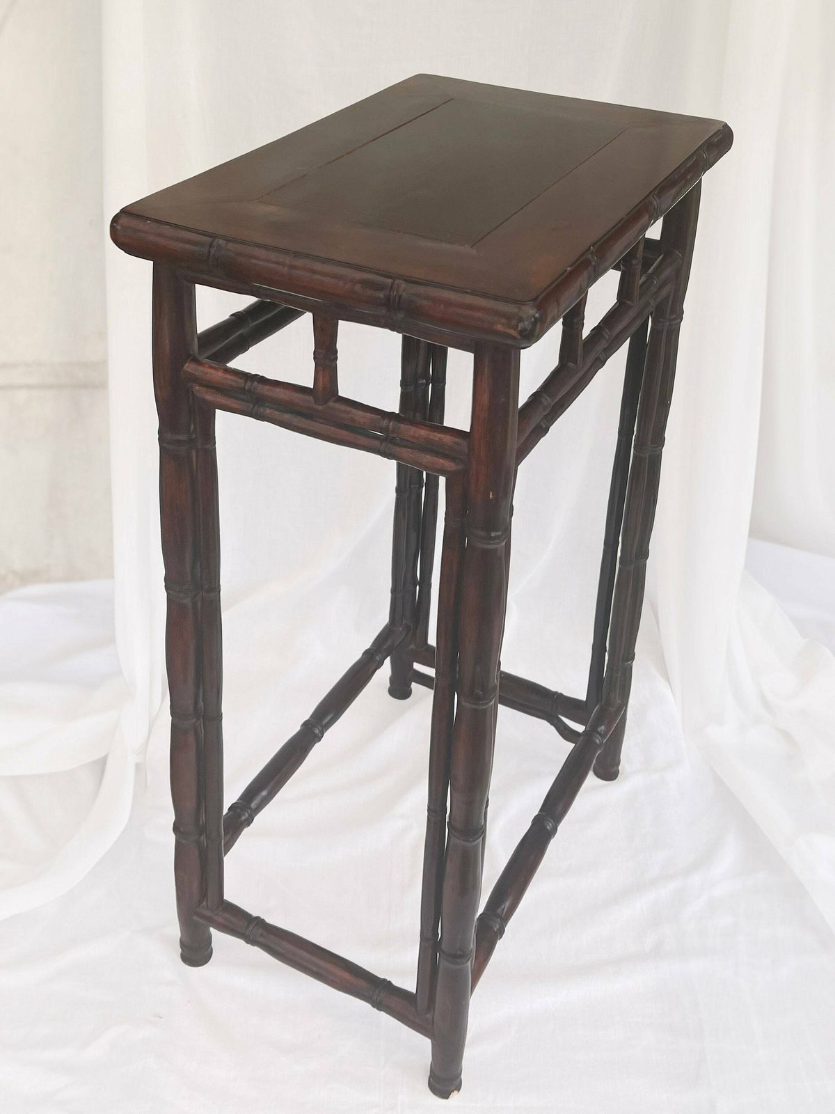Antique Chinese Hardwood 'Bamboo' High Table Late Qing Dynasty, Dark Brown Late 1800's photo for sale