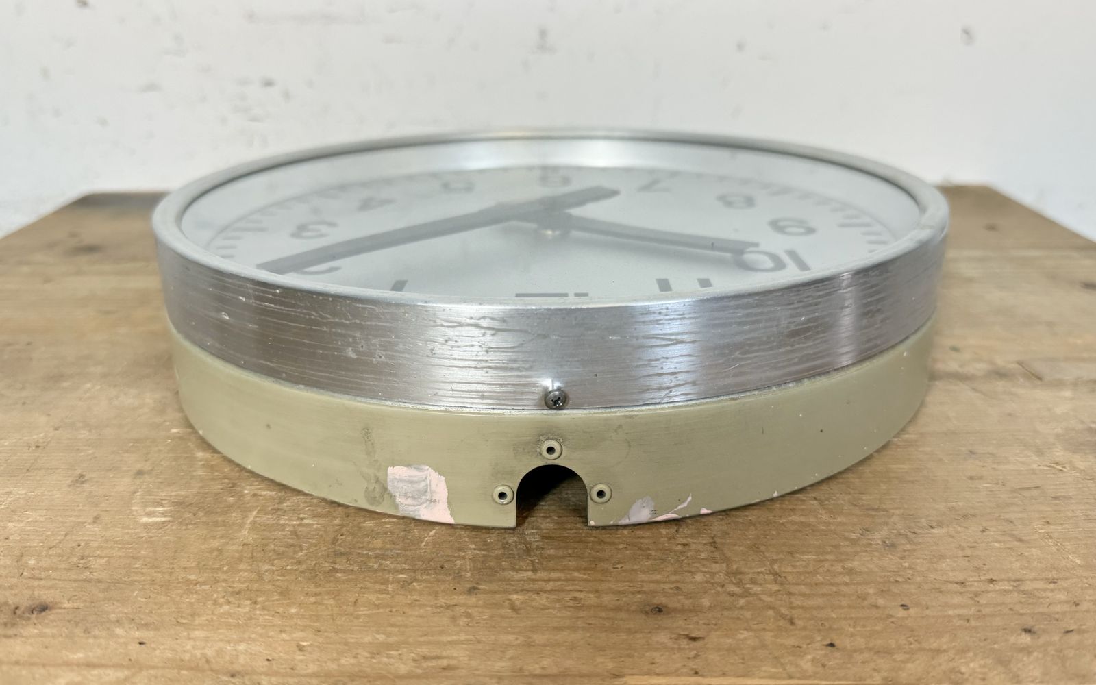 Grey Industrial Wall Clock From Ericsson, 1960s photo for sale