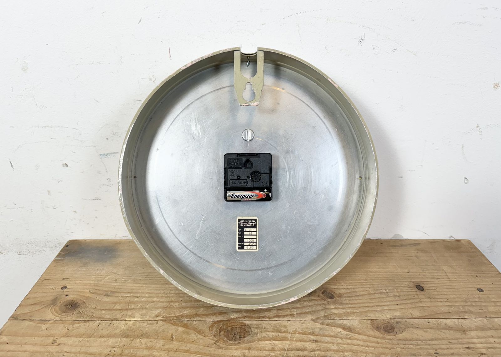 Grey Industrial Wall Clock From Ericsson, 1960s photo Home Decor