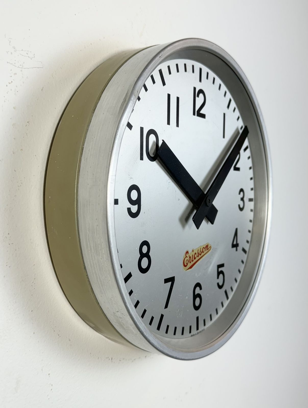 photo vinterior Grey Industrial Wall Clock From Ericsson, 1960s