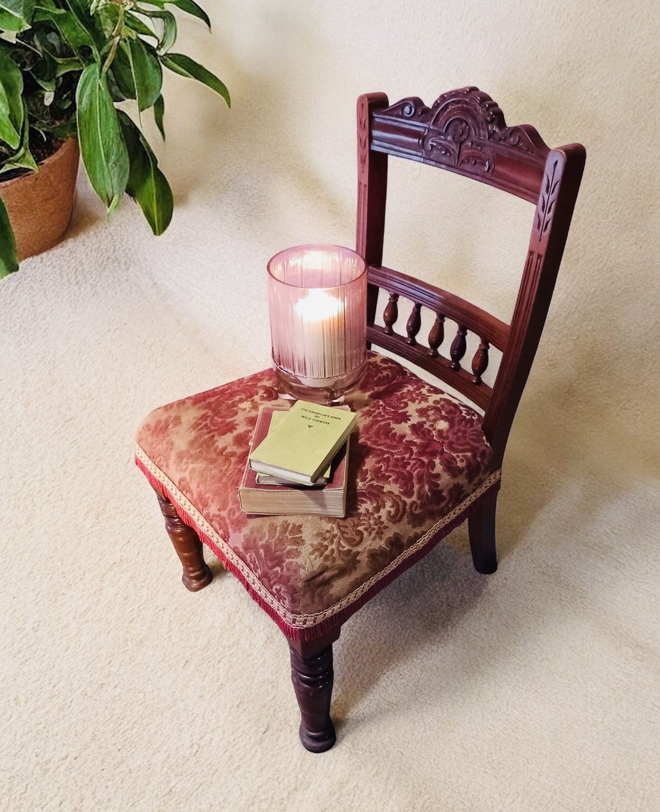 Victorian Red And Gold Side Chair photo for sale