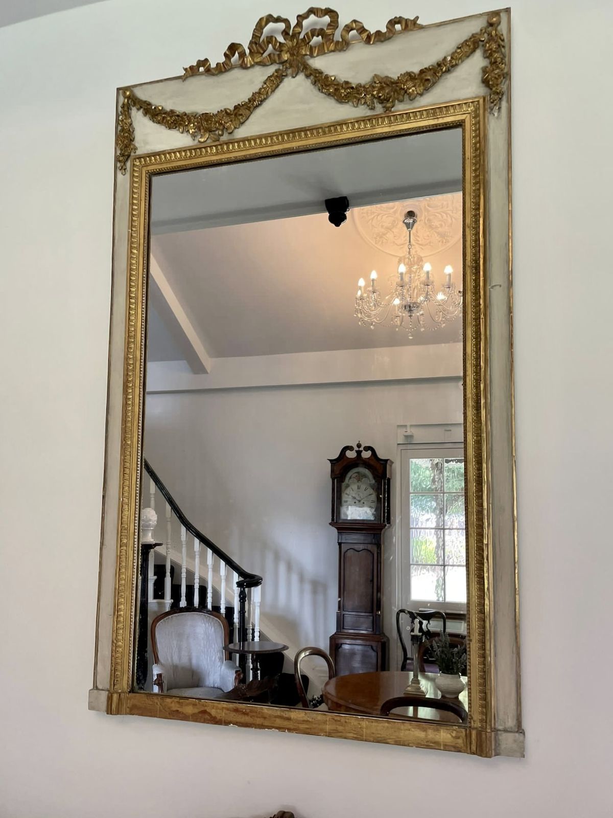 photo buy Large Antique 19th Century Quality Giltwood And White Painted Overmantle Mirror