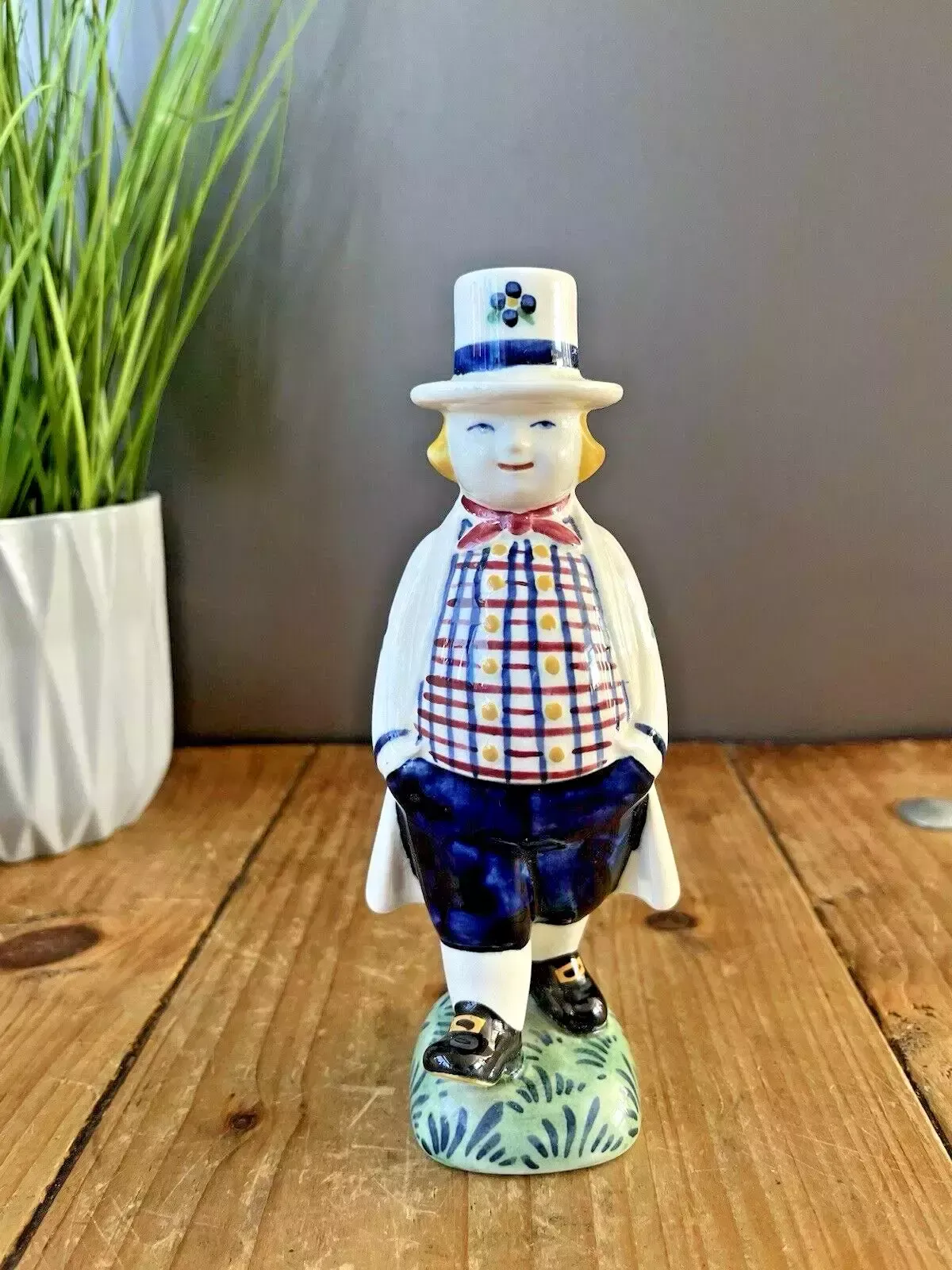 Royal Copenhagen Jus Aluminia Farmer Boy Hans Candle Holders Scandi Folk Faience photo for sale