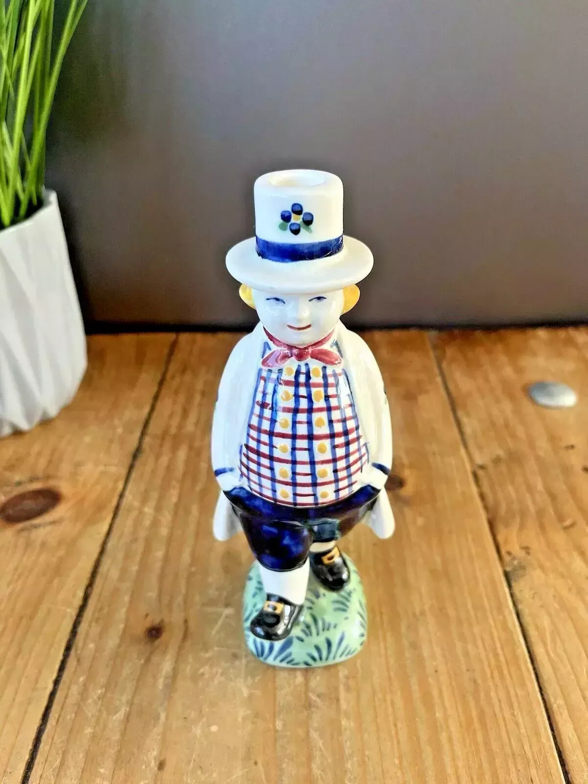 Royal Copenhagen Jus Aluminia Farmer Boy Hans Candle Holders Scandi Folk Faience photo 50.0