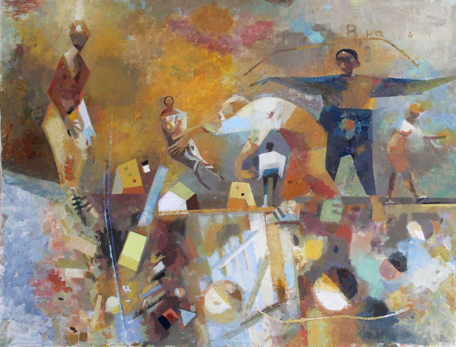 Victor Karnauh Walk In The City. Oil On Canvas, 60x80 Cm