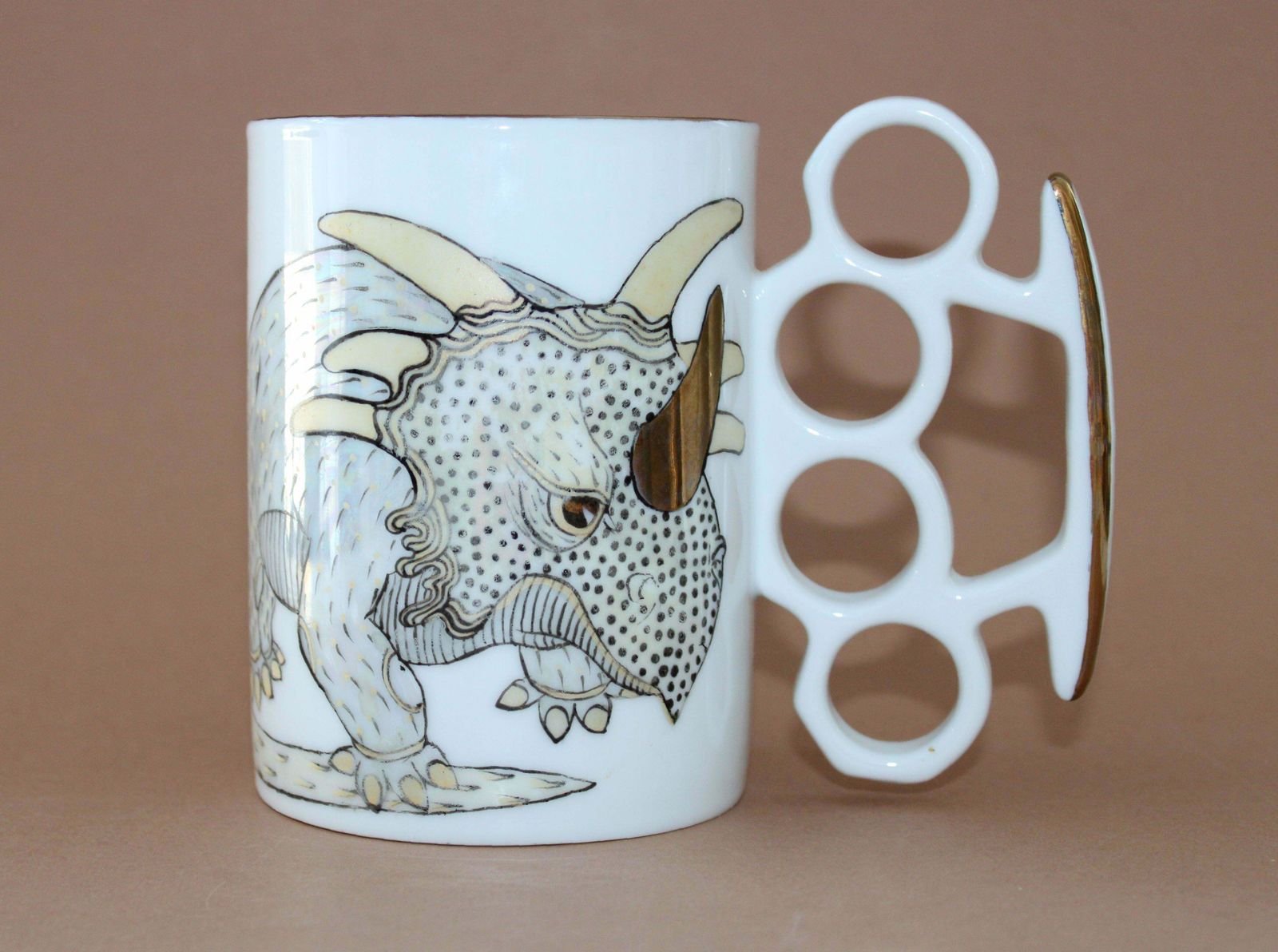 Antonina Paskevica Mug With Dinosaurs. Porcelain H 11, 5 Cm; D 8, 5 Cm
