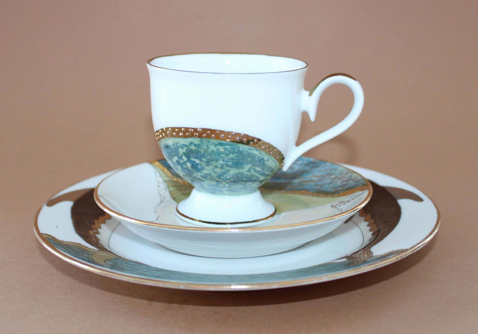 378.0 Antonina Paskevica Coffee Trio By Antonina Paskevica, Cup Height 7, 5 Cm; Diameter 8 Cm photo