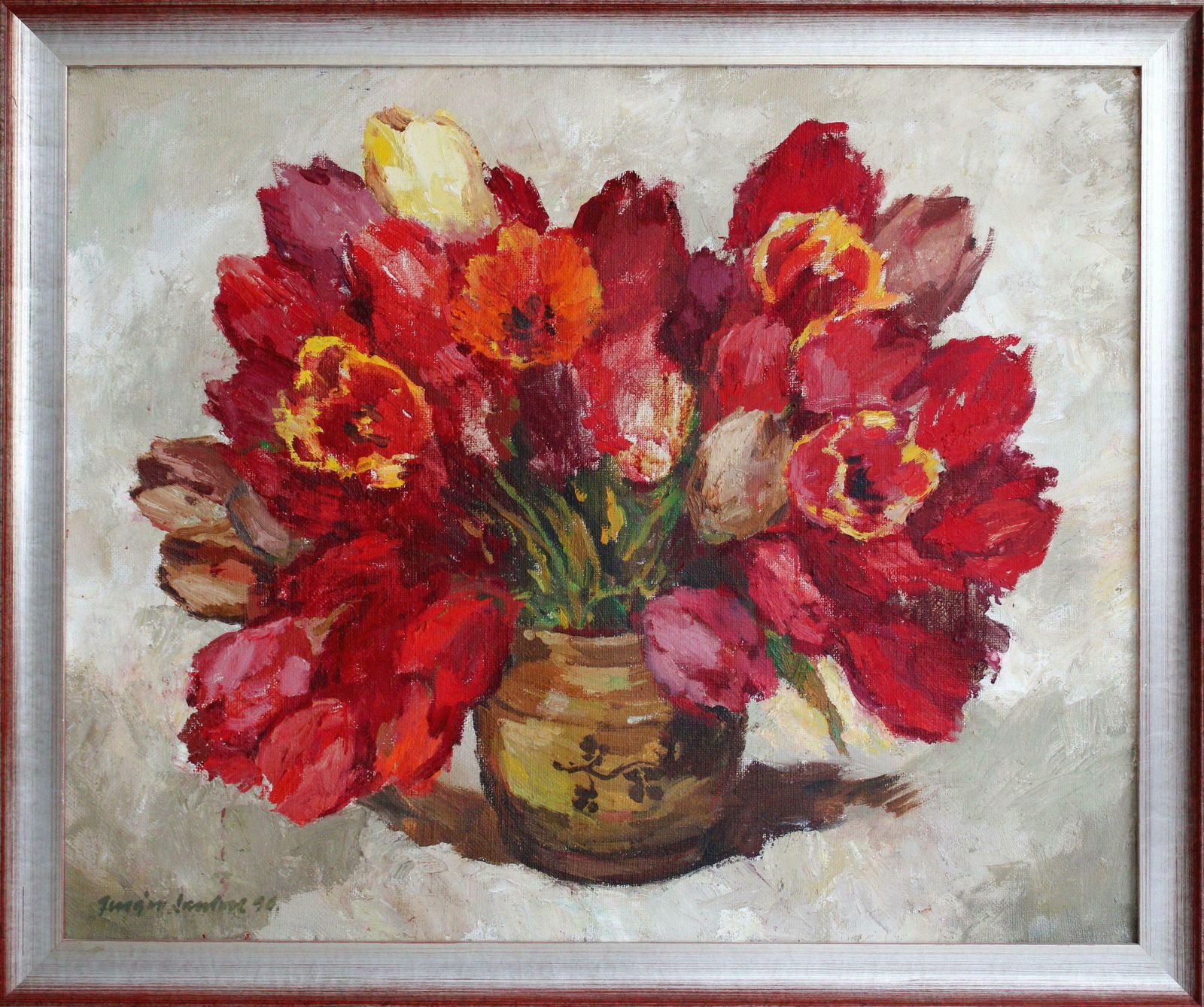 1546.0 Jurgis Skulme Tulips. 1996. Oil On Canvas, 81х100 Cm photo