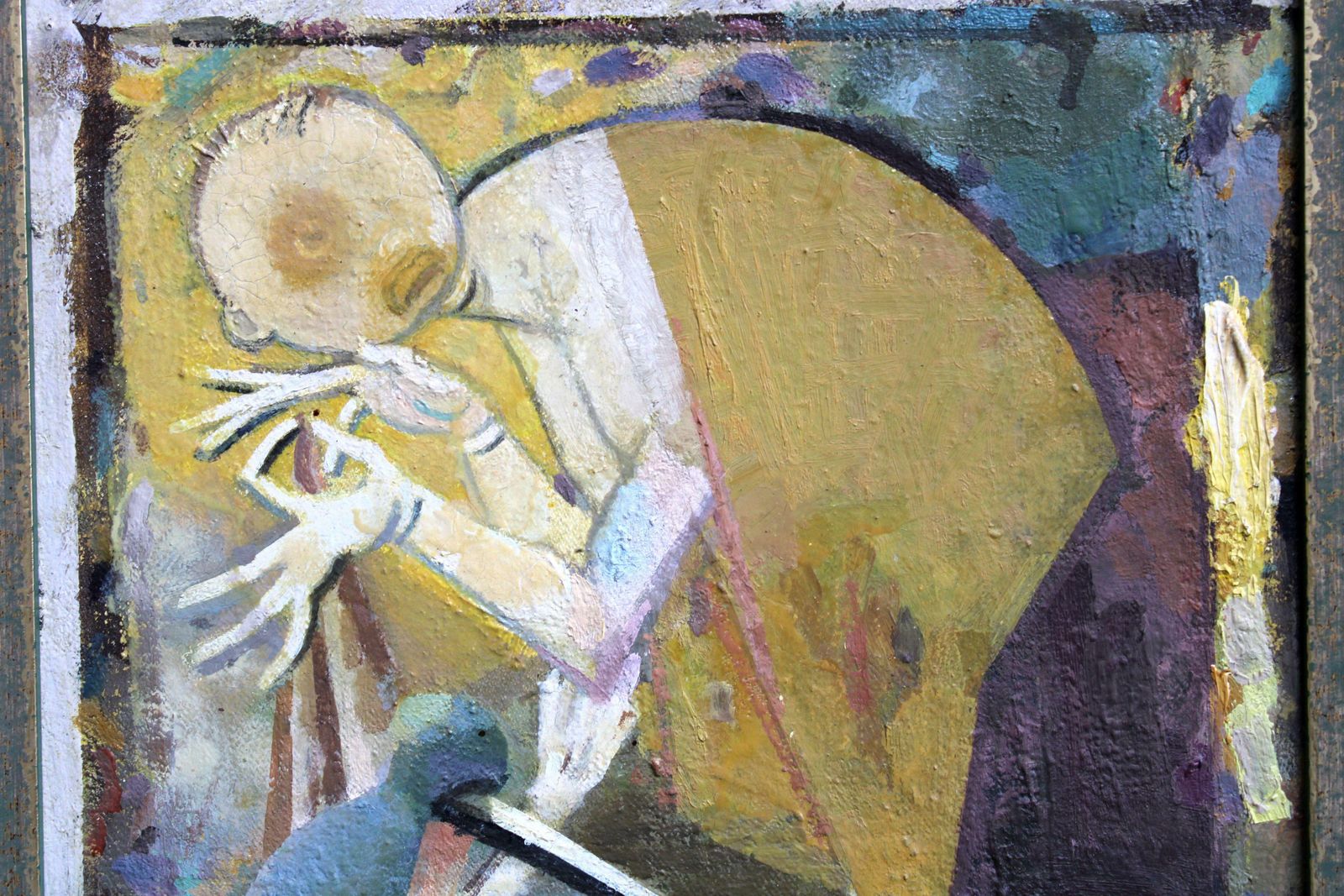Victor Karnauh A Conversation. Oil, Canvas, Cardboard, 31, 5 X 27 Cm photo Art