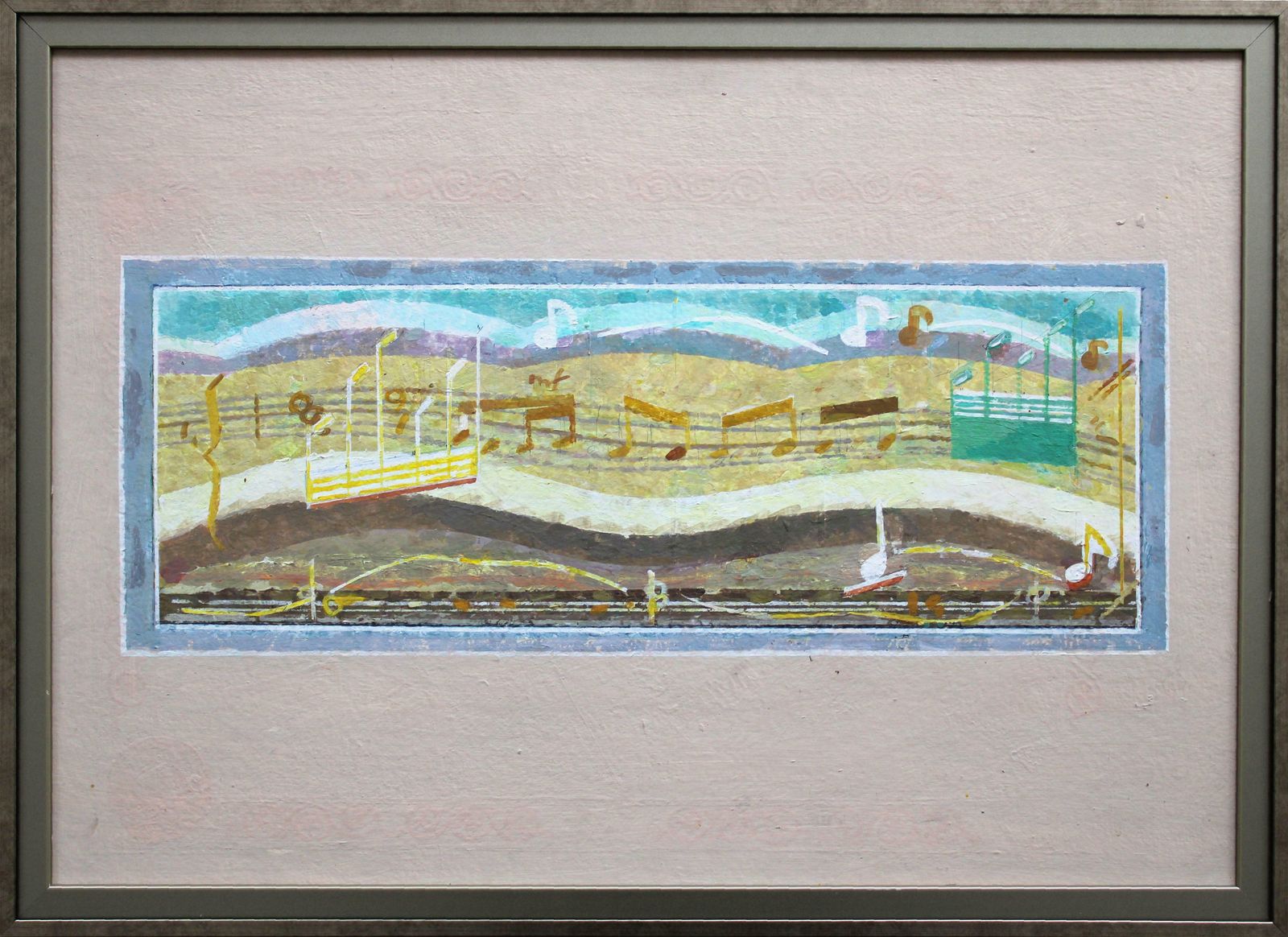 Victor Karnauh Song. Cardboard, Tempera 22.5x59 Cm photo for sale