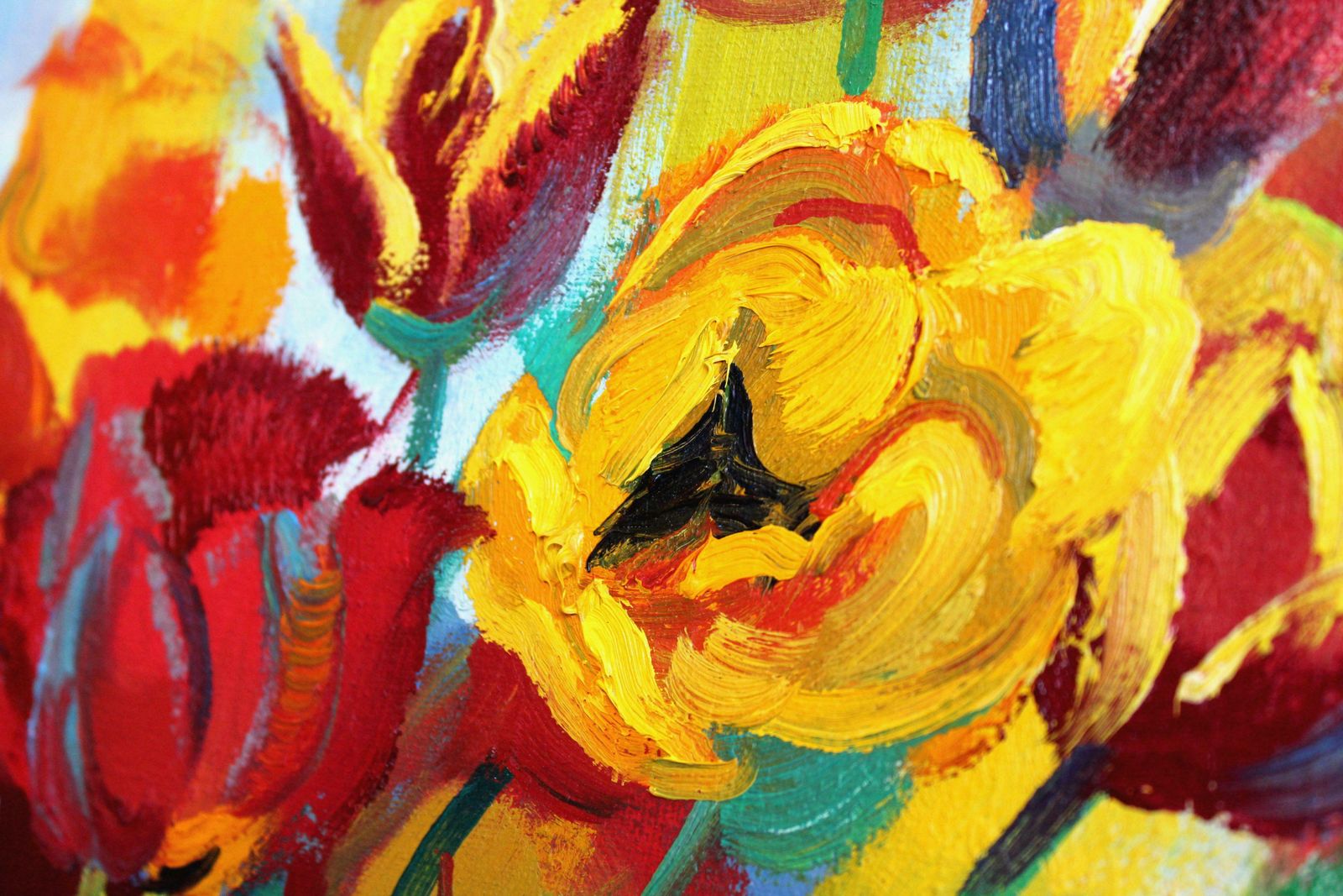 Zita Sudnika Tulips With A Rainbow. Oil On Canvas, 70x80 Cm 2007 photo Art