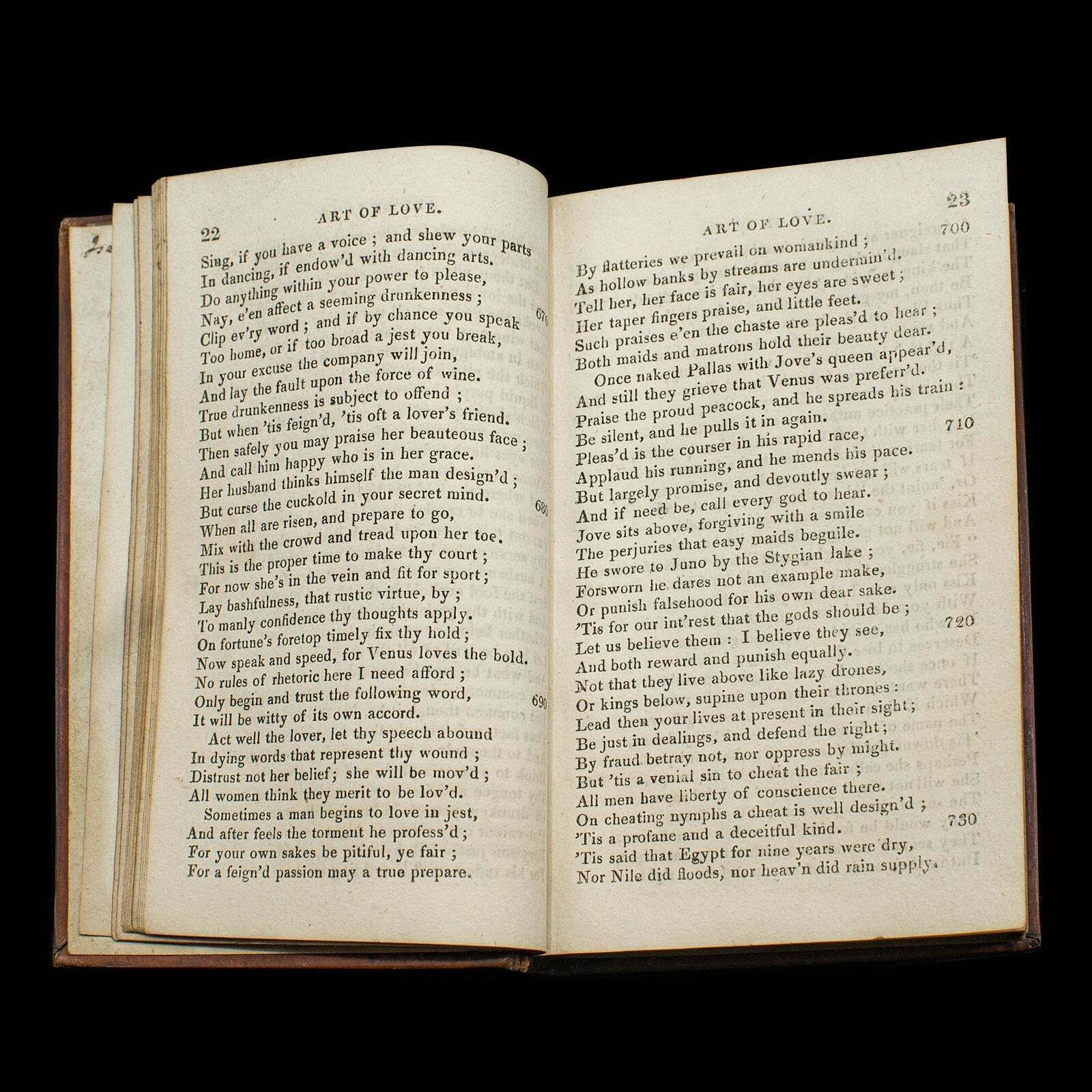 Antique Book, Ovid's Art Of Love, English, Roman Period, Bound, Regency, C.1824 photo vinterior