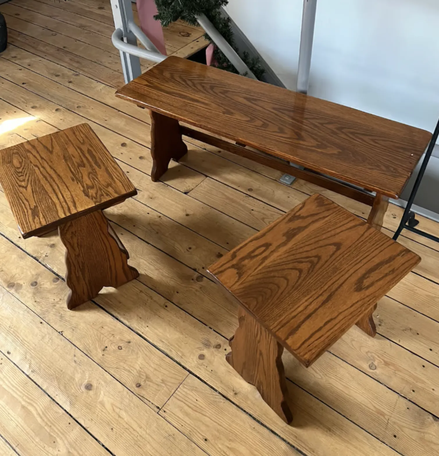 Vintage Oak Nest Of Tables (3 Pieces Set) photo for sale