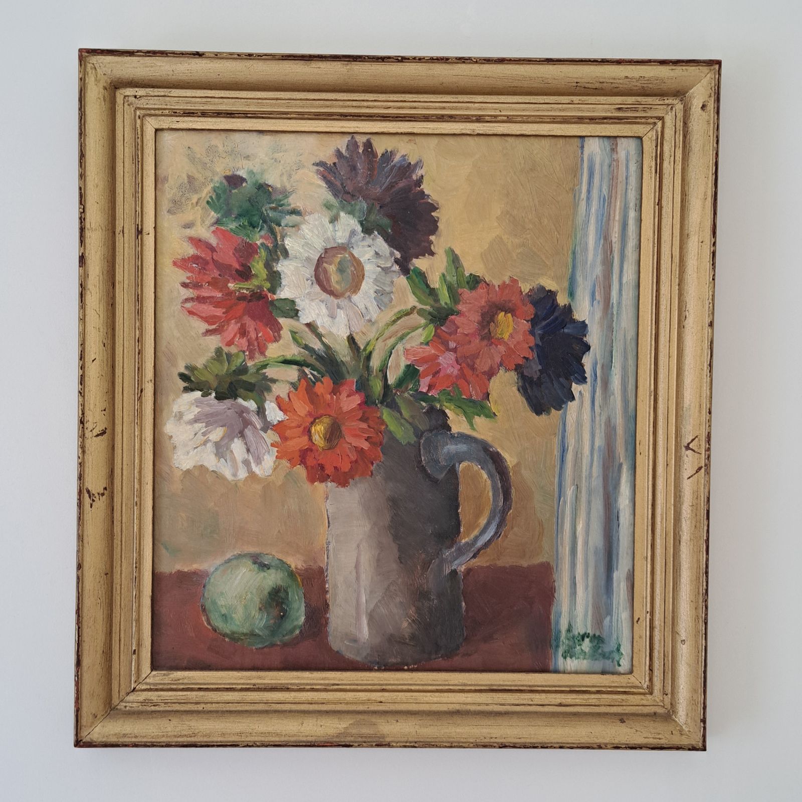 Swedish Mid Century Floral Oil Painting