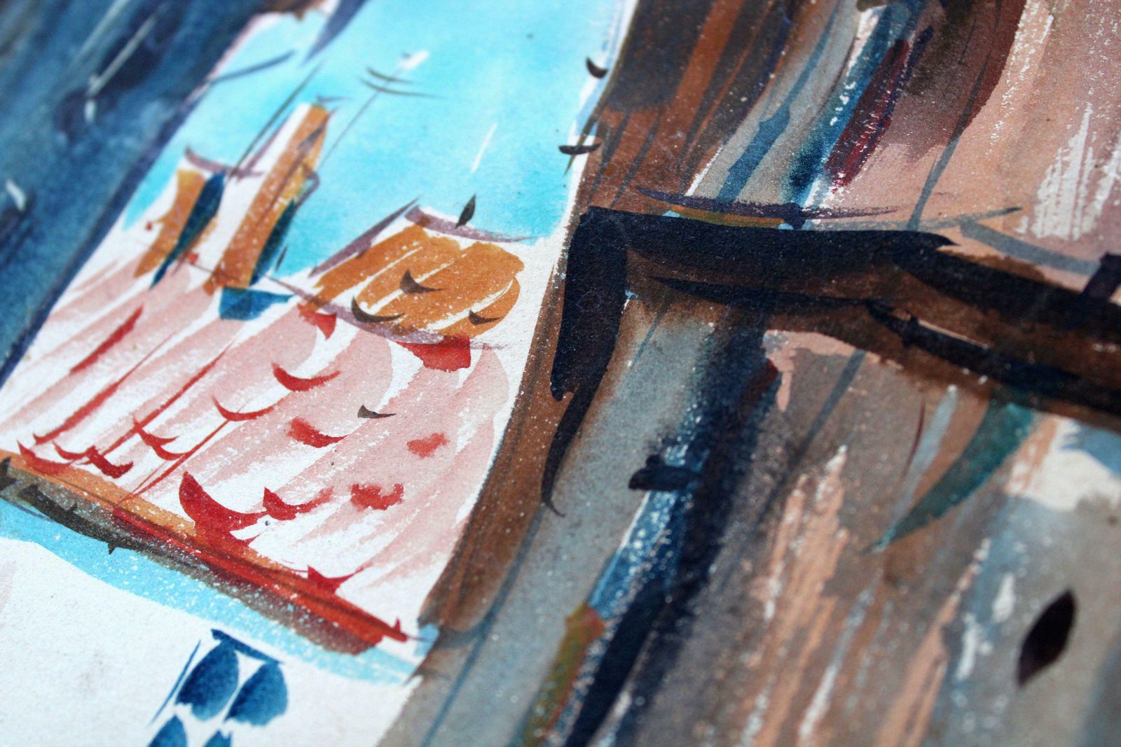 photo for sale Janis Brekte Sunny Day In Old Riga. Paper, Watercolor, 42x30, 5 Cm
